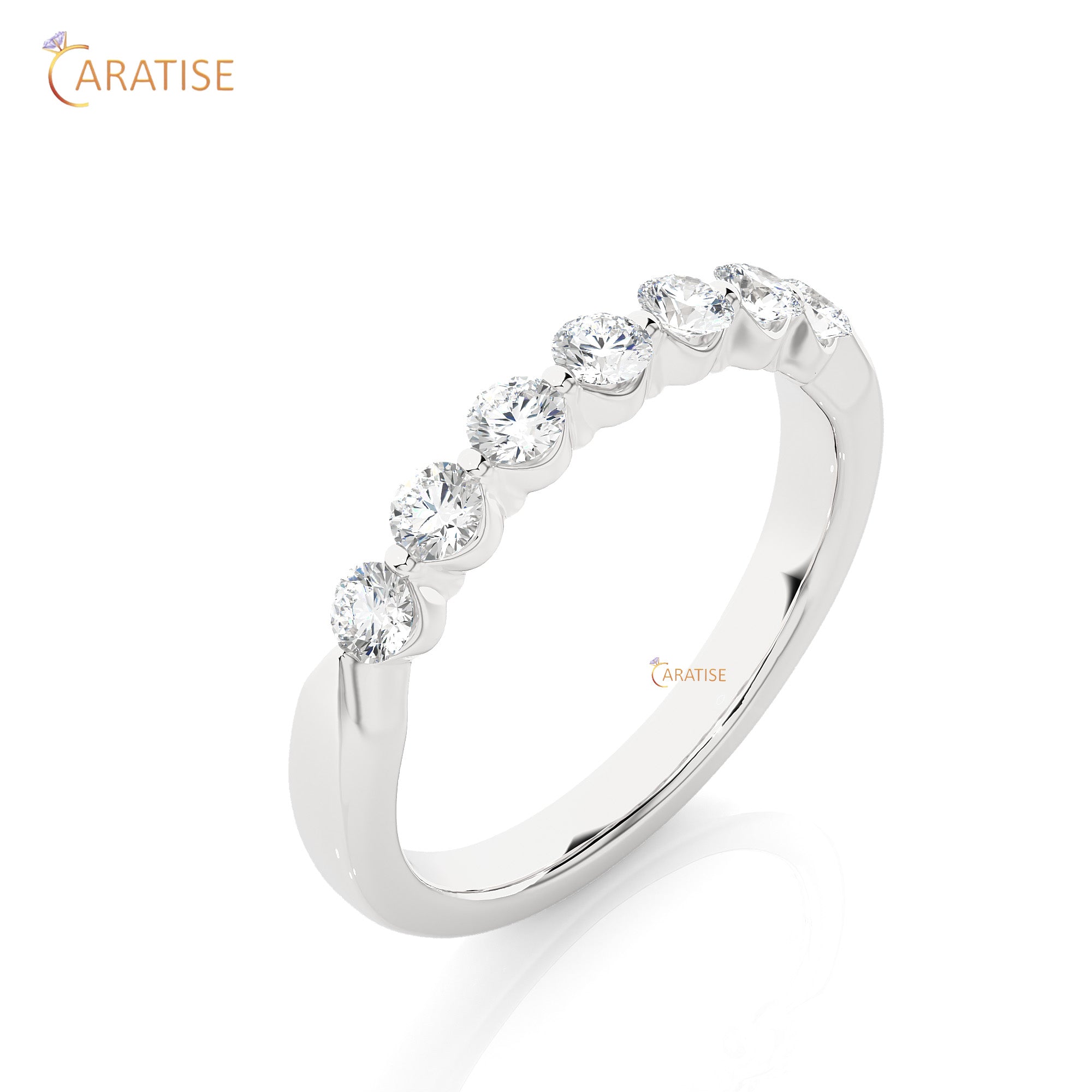 0.52 TDW Round Cut Moissanite Diamond Band Ring 925 Silver