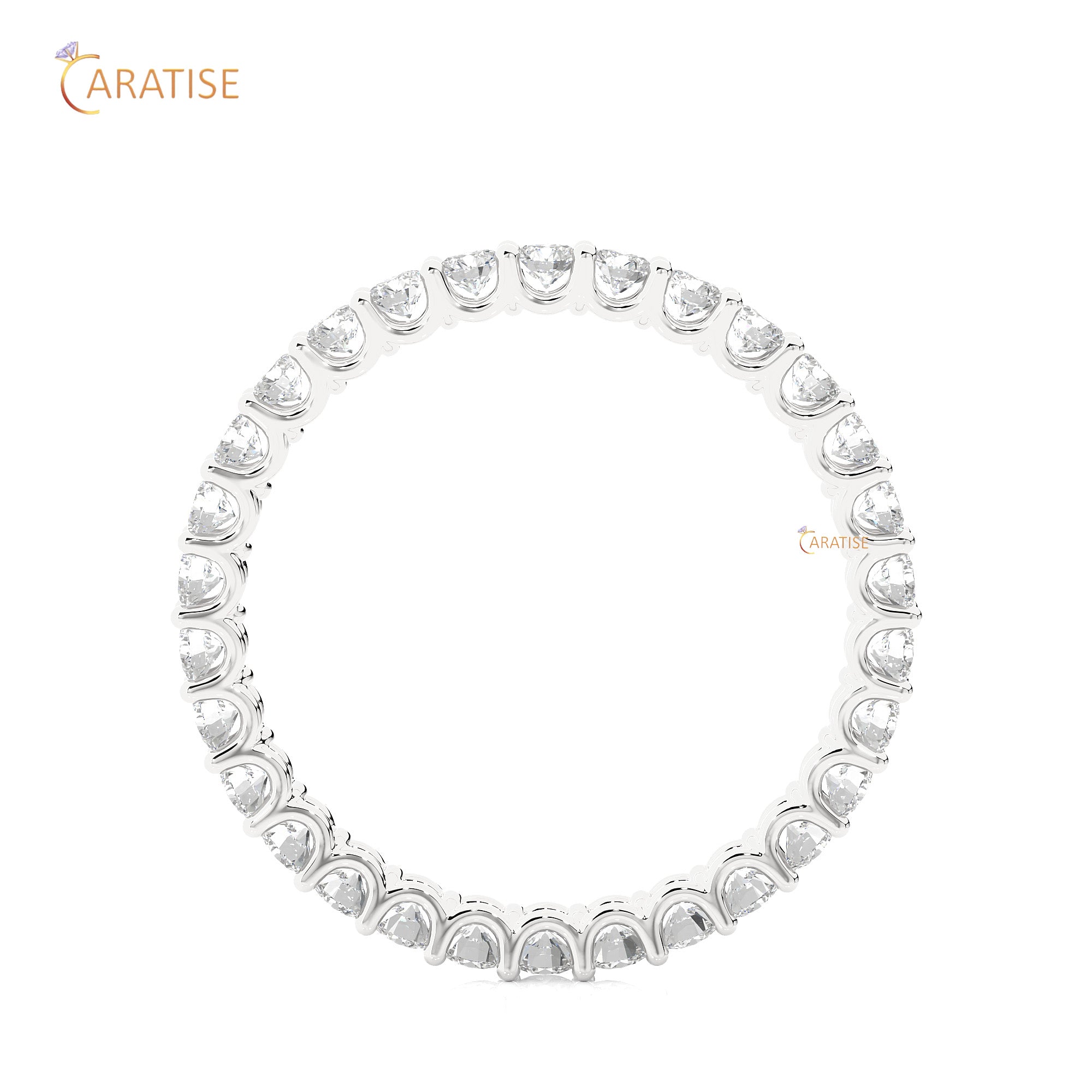 1.04 TDW Round Cut Moissanite Diamond Band 925 Silver