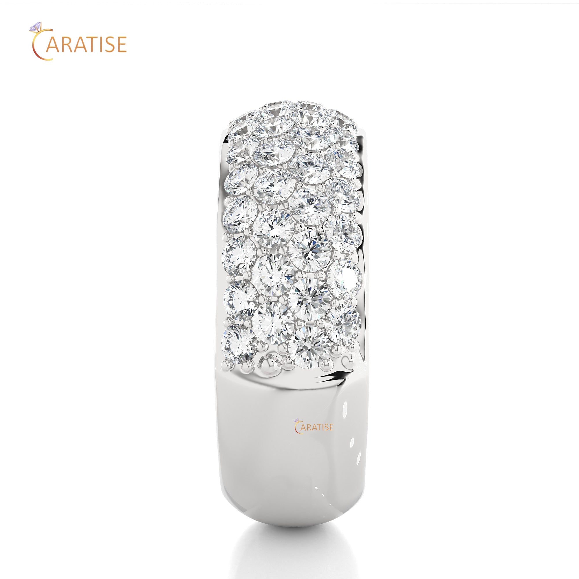 1.87 TDW Round Cut Moissanite Diamond Band Ring 925 Silver