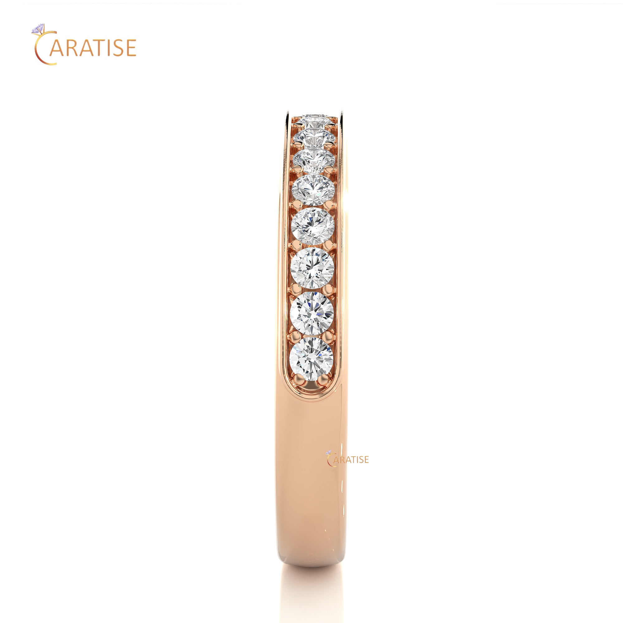 0.41 TDW Round Cut Moissanite Diamond Band Ring 925 Silver