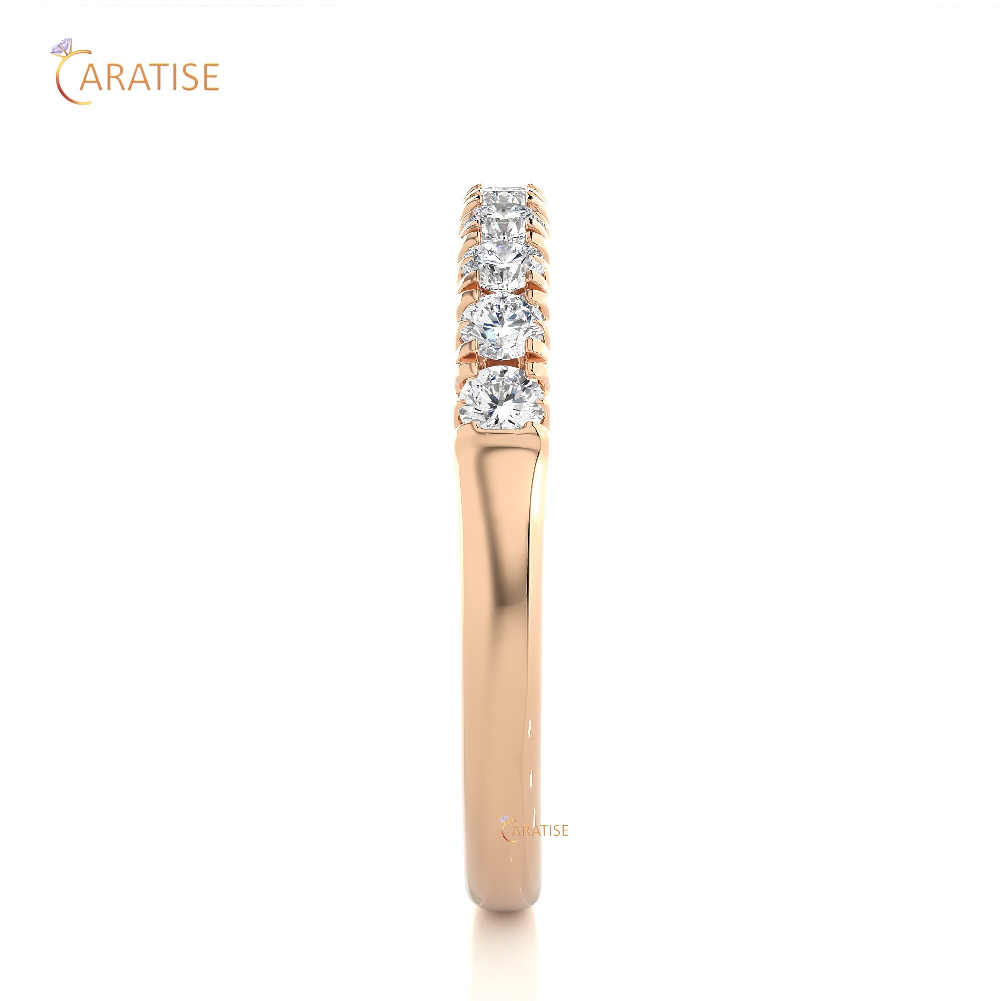 0.47 TDW Round Cut Moissanite Diamond Band Ring 925 Silver