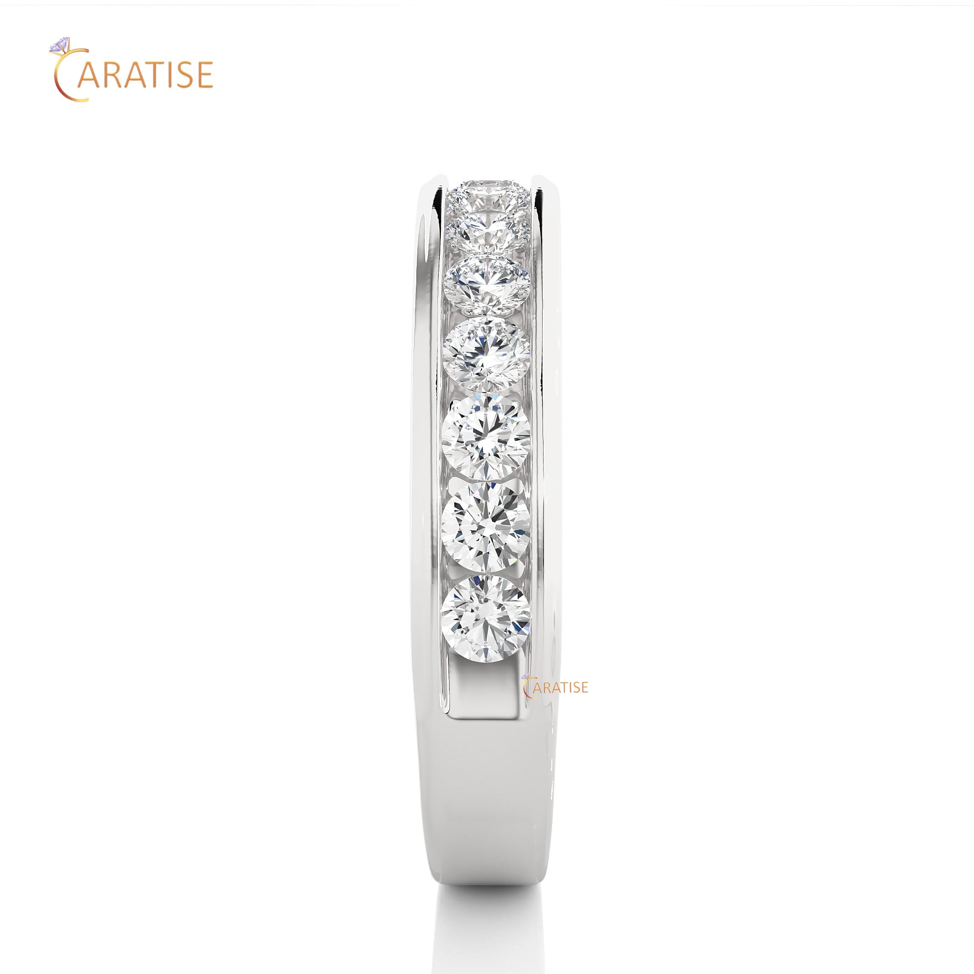 0.92 TDW Round Cut Moissanite Diamond Band Ring 925 Silver