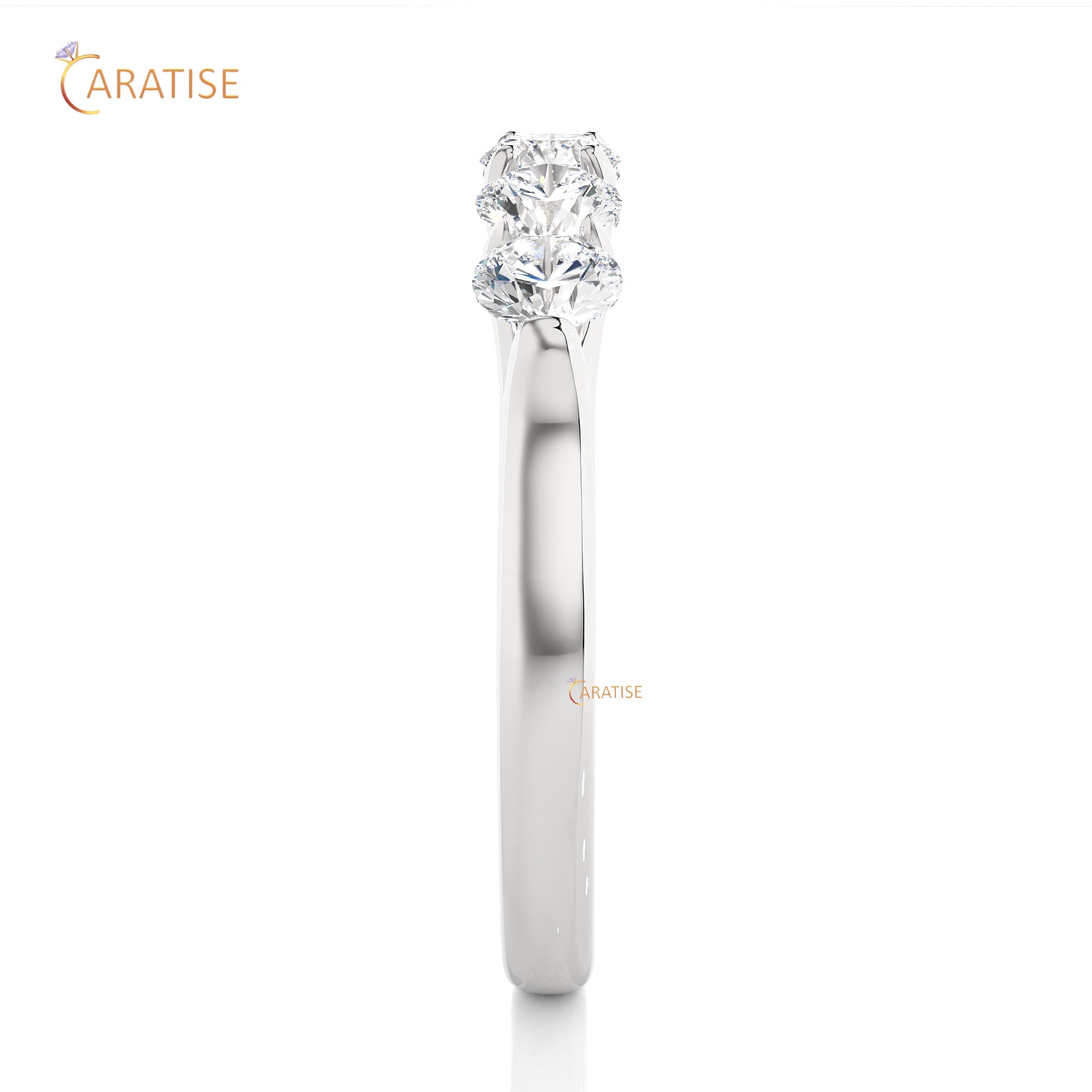 1.03 TDW Round Cut Moissanite Diamond Band Ring 925 Silver