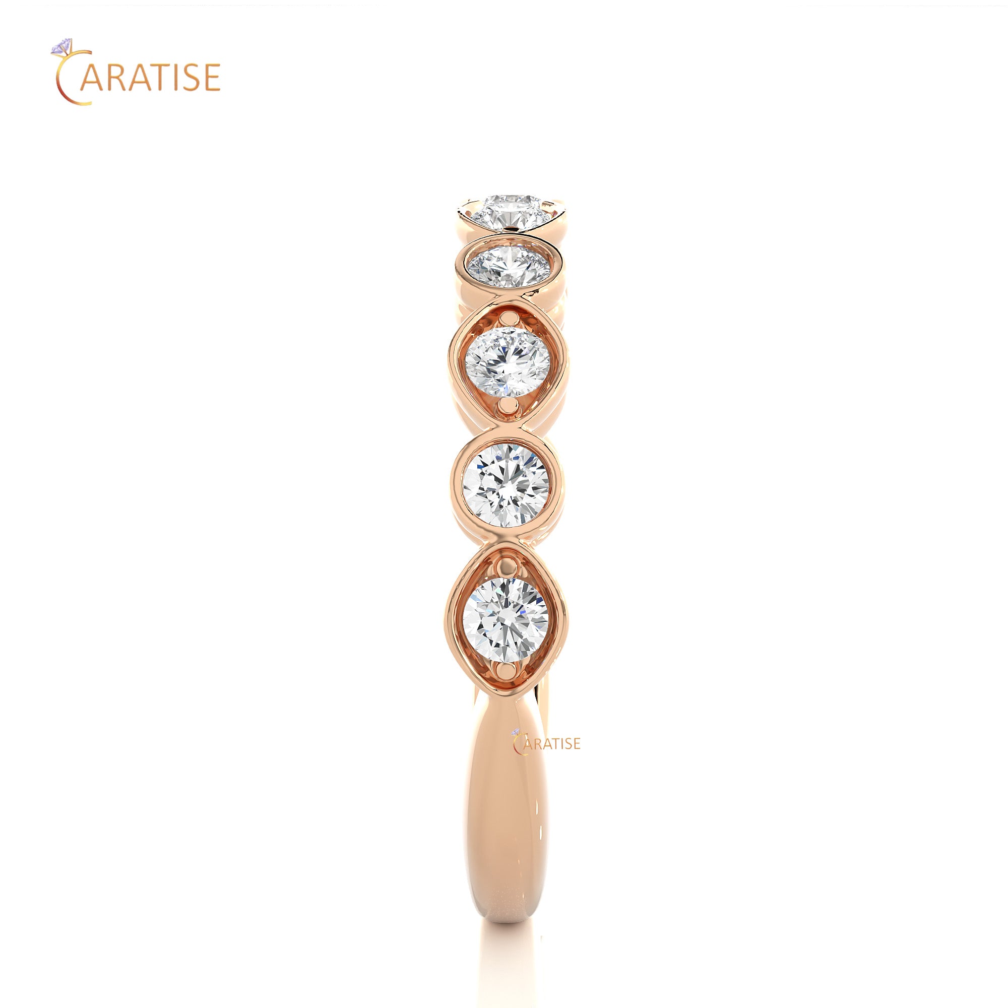 0.67 TDW Round Cut Moissanite Diamond Band Ring 925 Silver