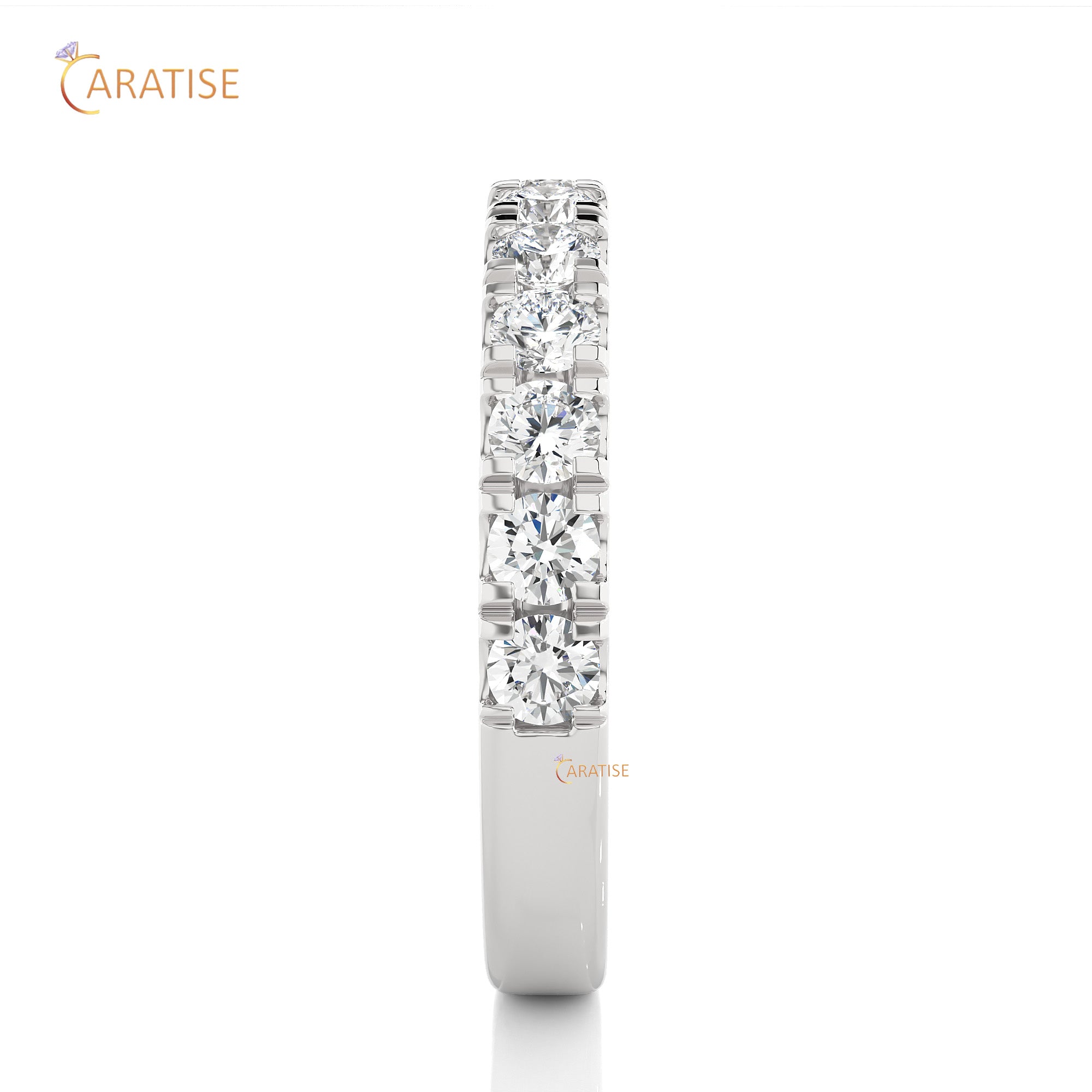 0.99 TDW Round Cut Moissanite Diamond Band Ring 925 Silver