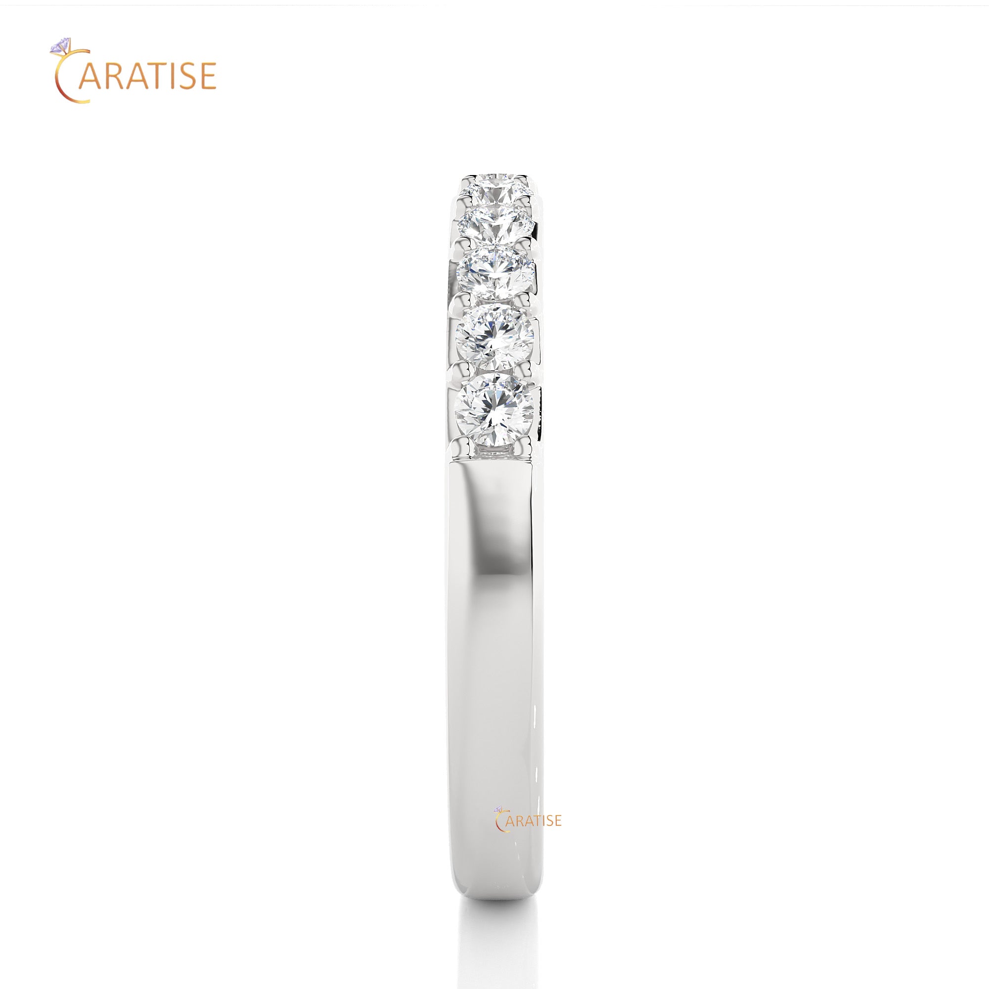 0.40 TDW Round Cut Moissanite Diamond Band Ring 925 Silver