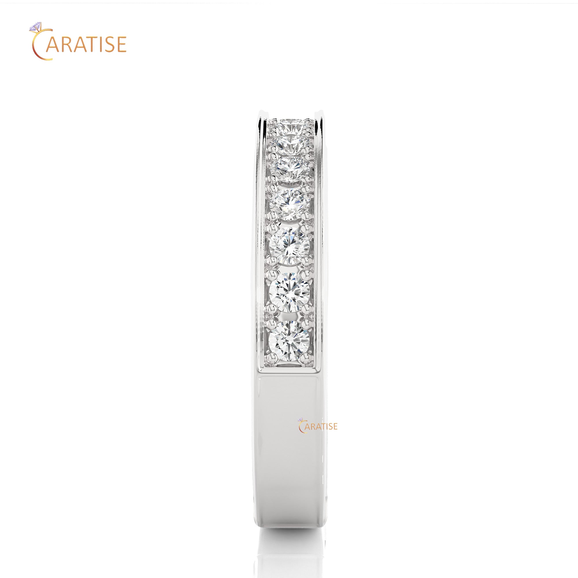 0.49 TDW Round Cut Moissanite Diamond Band Ring 925 Silver