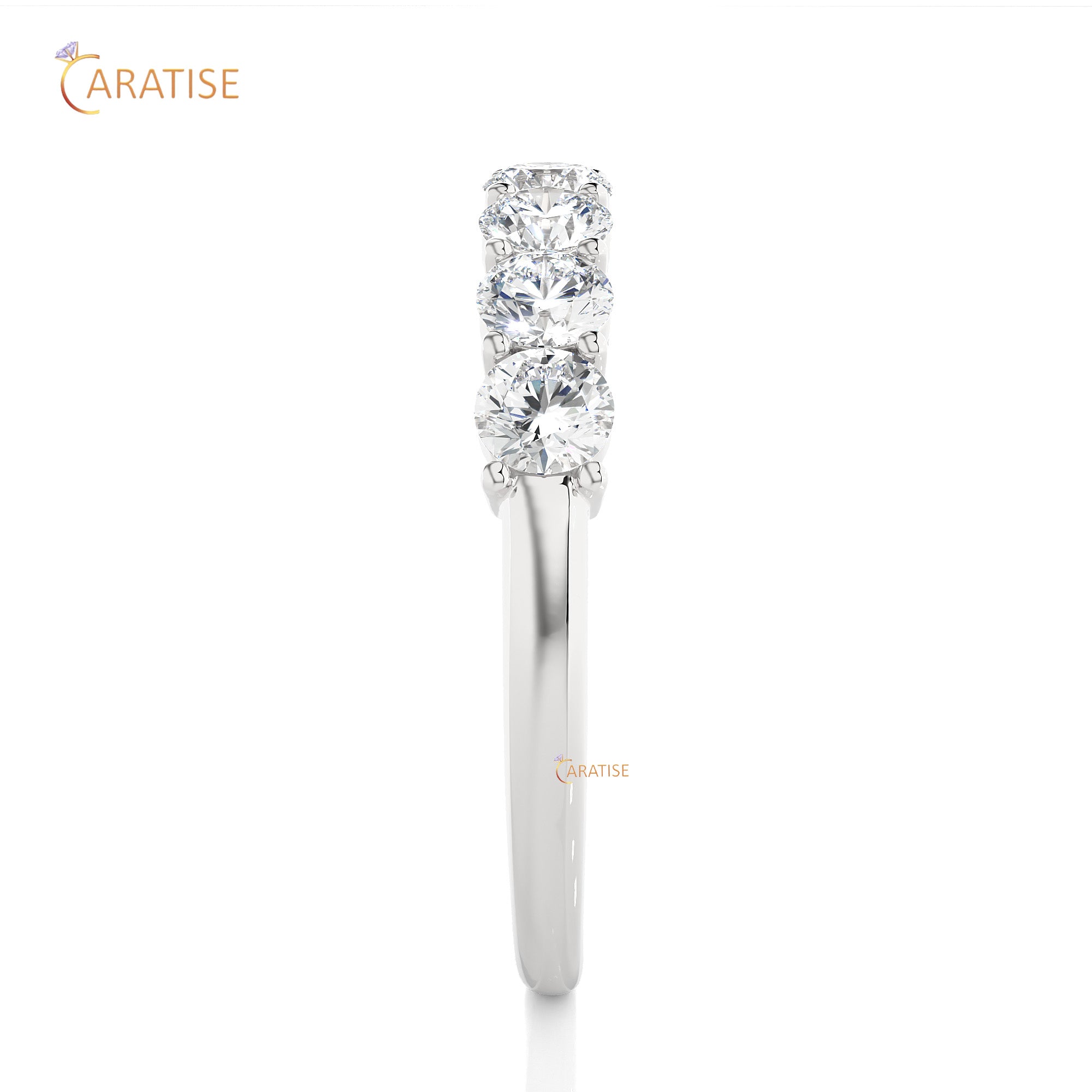 1.13 TDW Round Cut Moissanite Diamond Band Ring 925 Silver