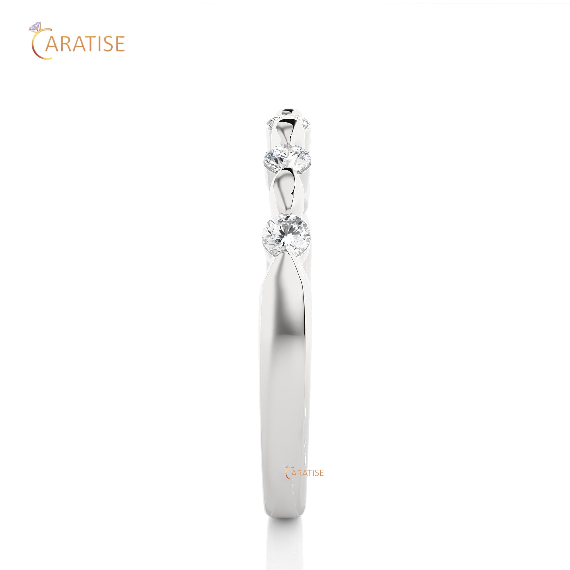 0.26 TDW Round Cut Moissanite Diamond Band Ring 925 Silver