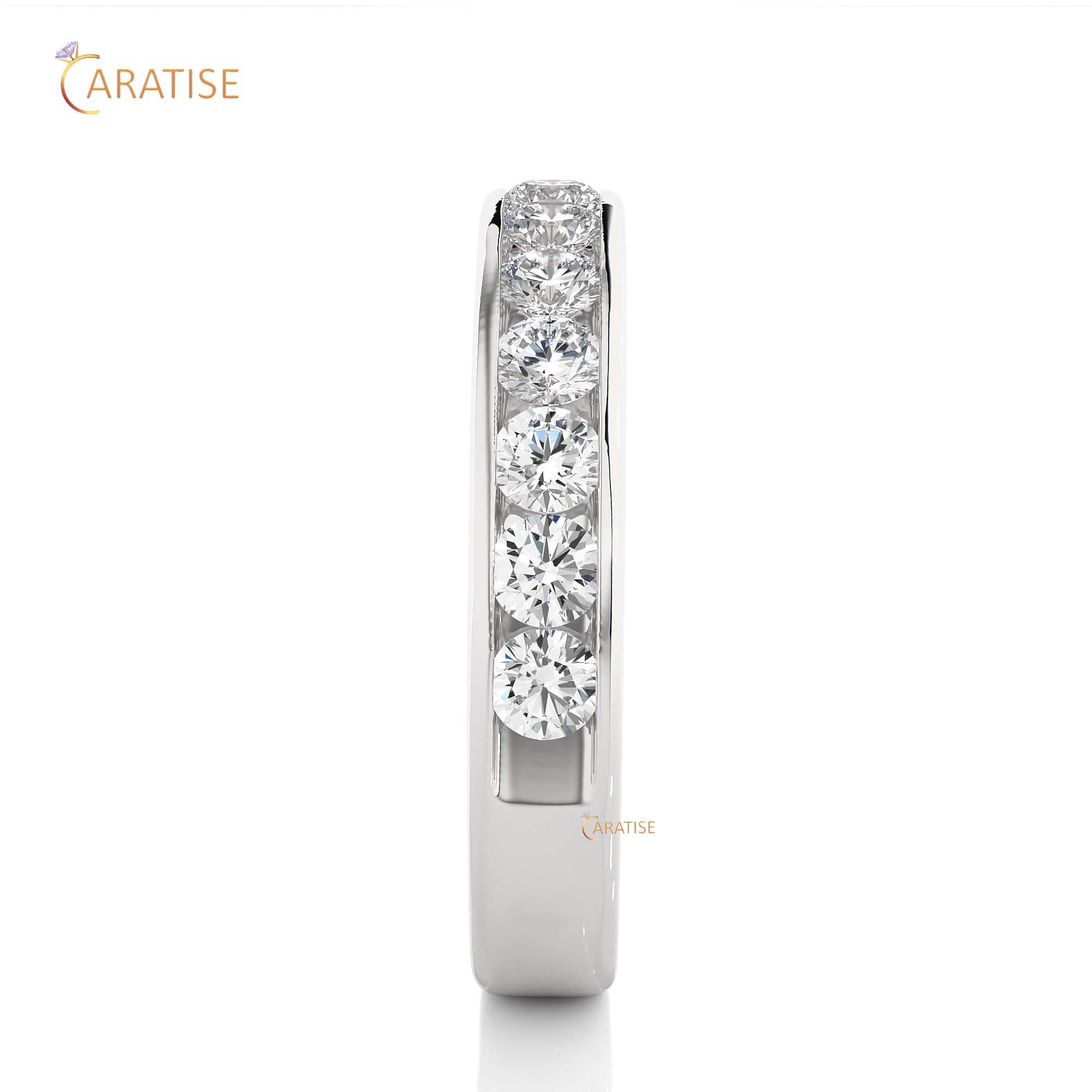 0.96 TDW Round Cut Moissanite Diamond Band Ring 925 Silver