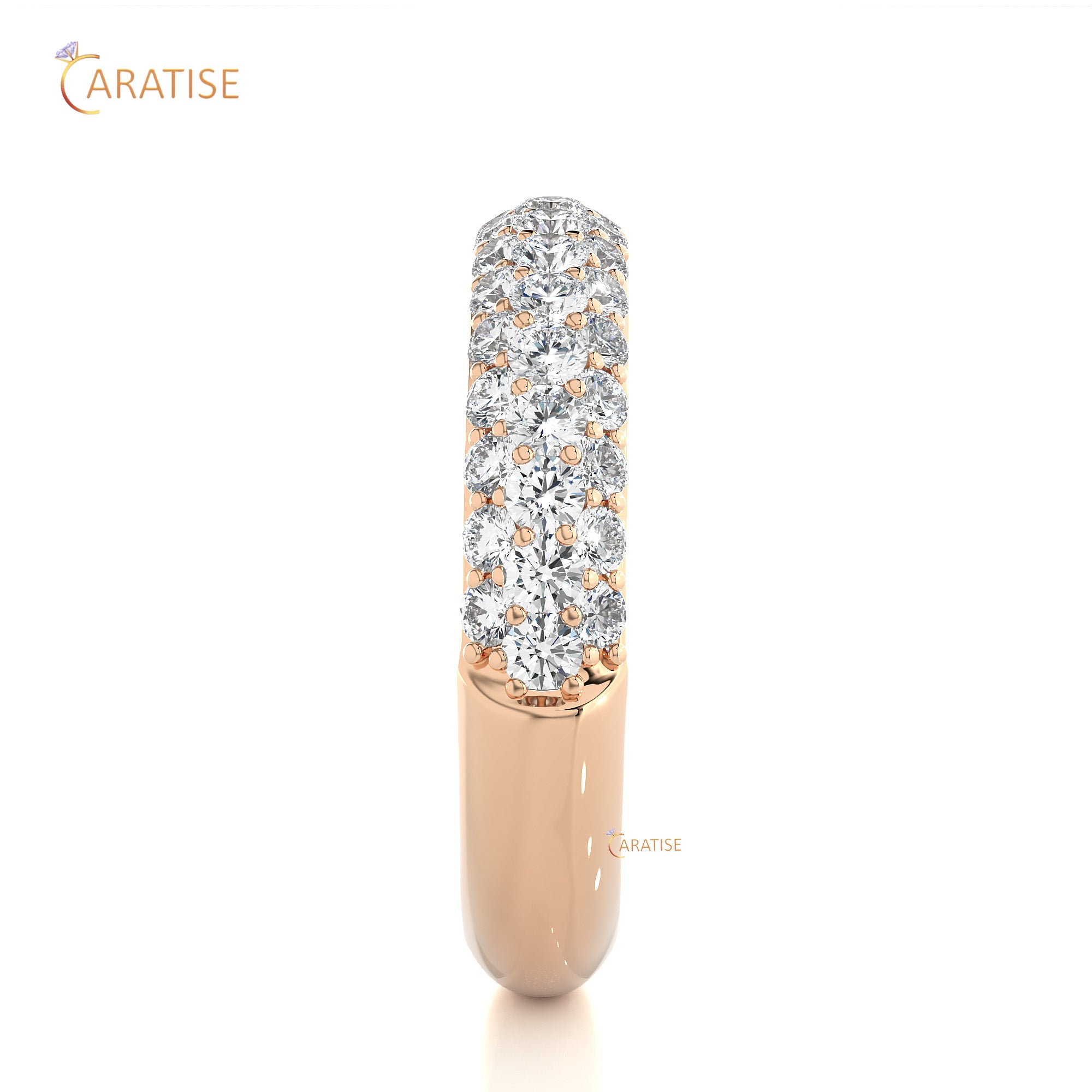 0.93 TDW Round Cut  Moissanite Diamond Band Ring 925 Silver