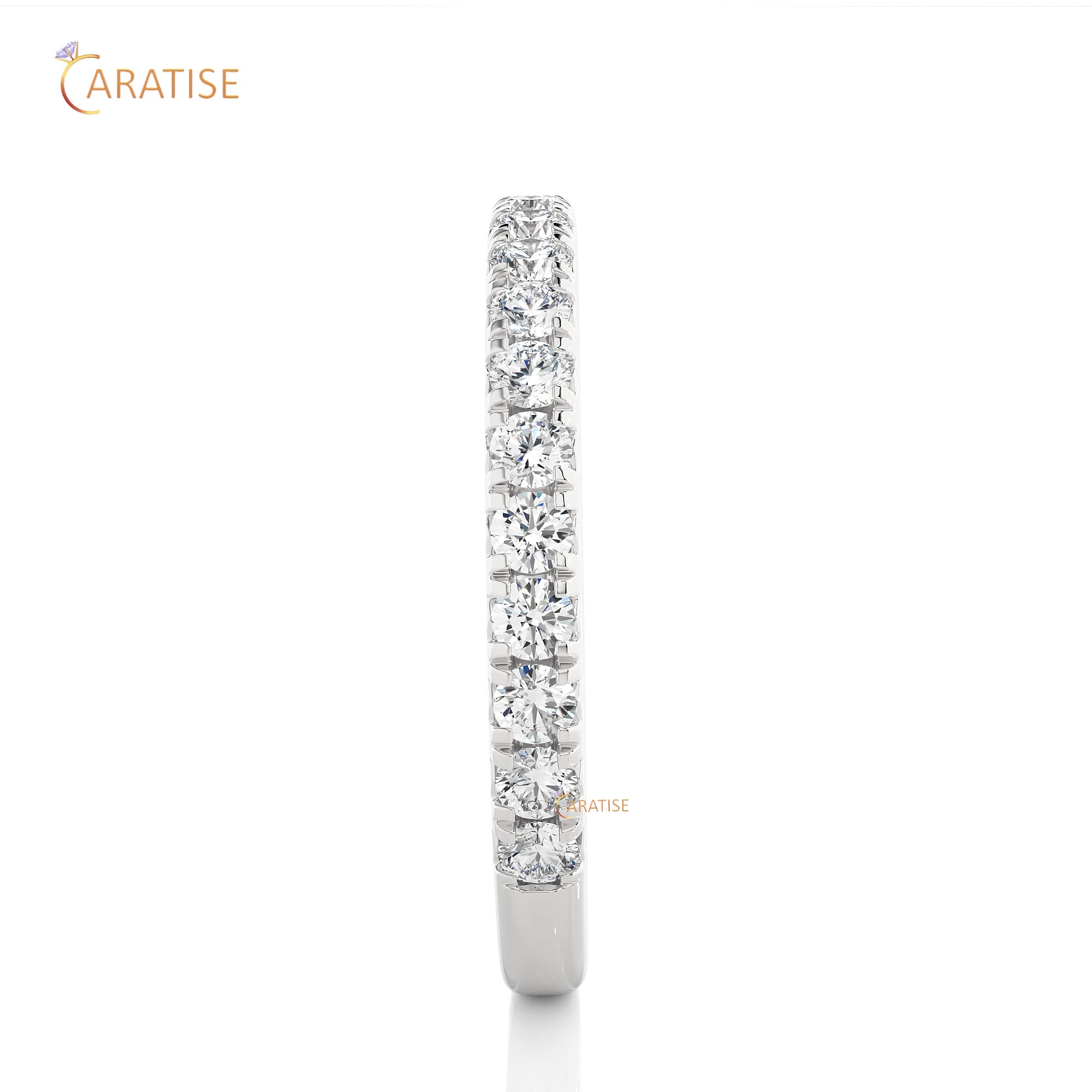 0.73 TDW Round Cut Moissanite Diamond Band Ring 925 Silver