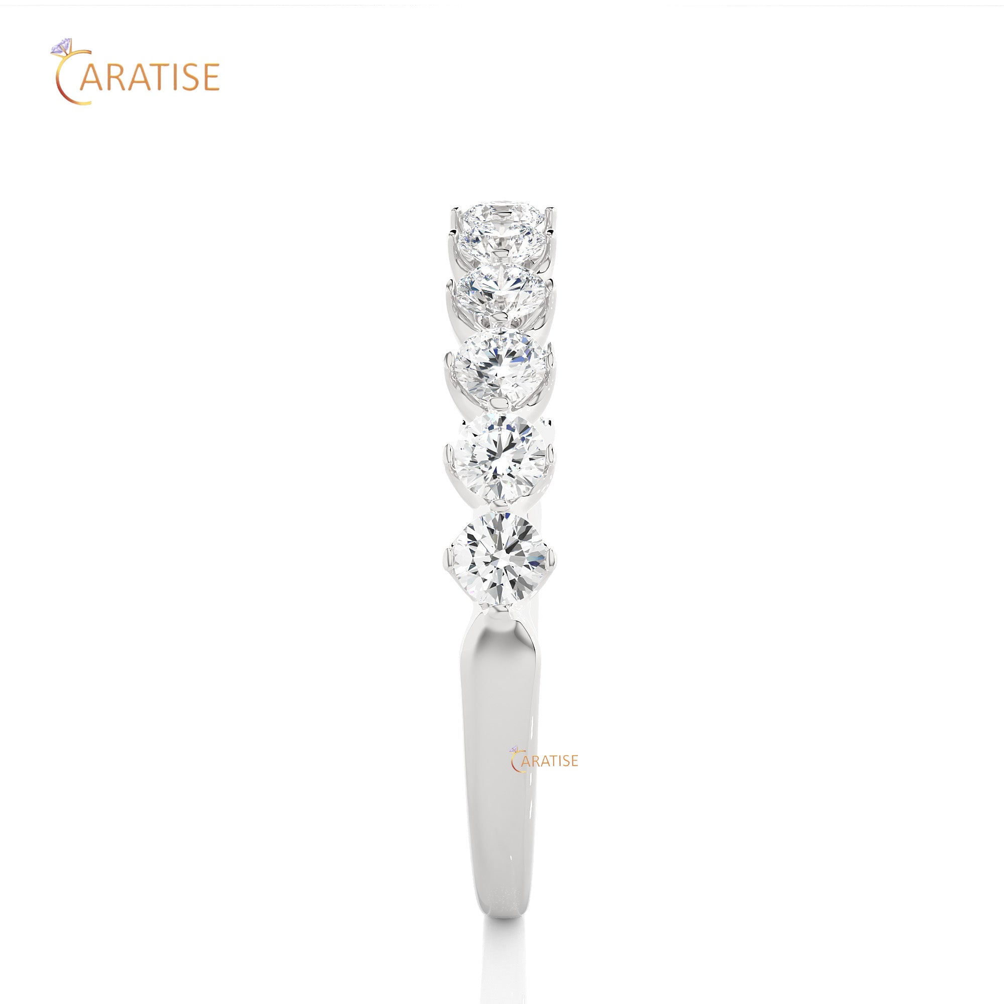 0.57 TDW Round Cut Moissanite Diamond Band Ring 925 Silver