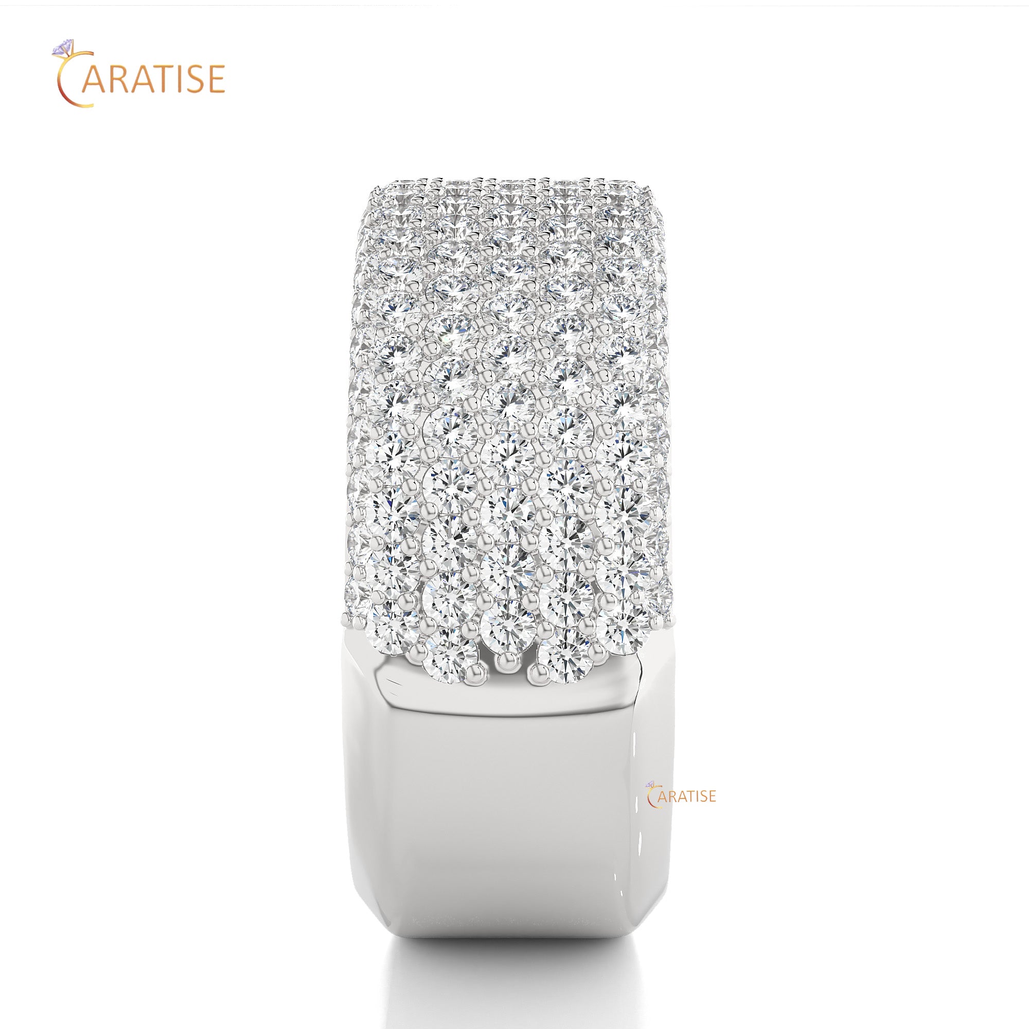 1.93 TDW Round Cut Moissanite Diamond Band Ring 925 Silver