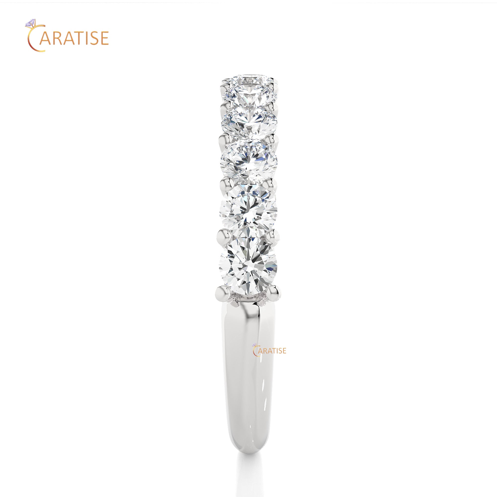 1.10 TDW Round Cut Moissanite Diamond Band Ring 925 Silver