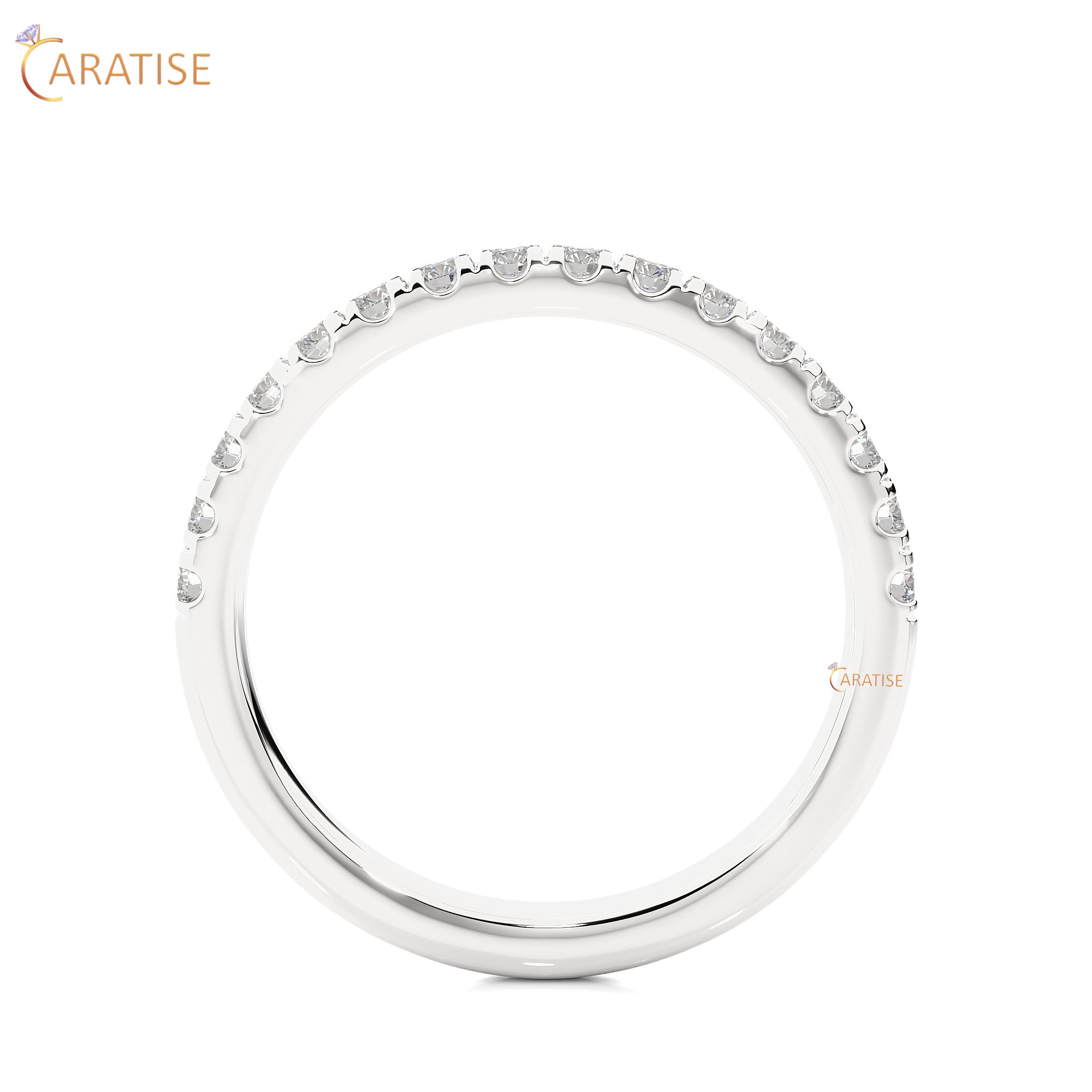 0.56 TDW Round Cut Moissanite Diamond Band Ring 925 Silver