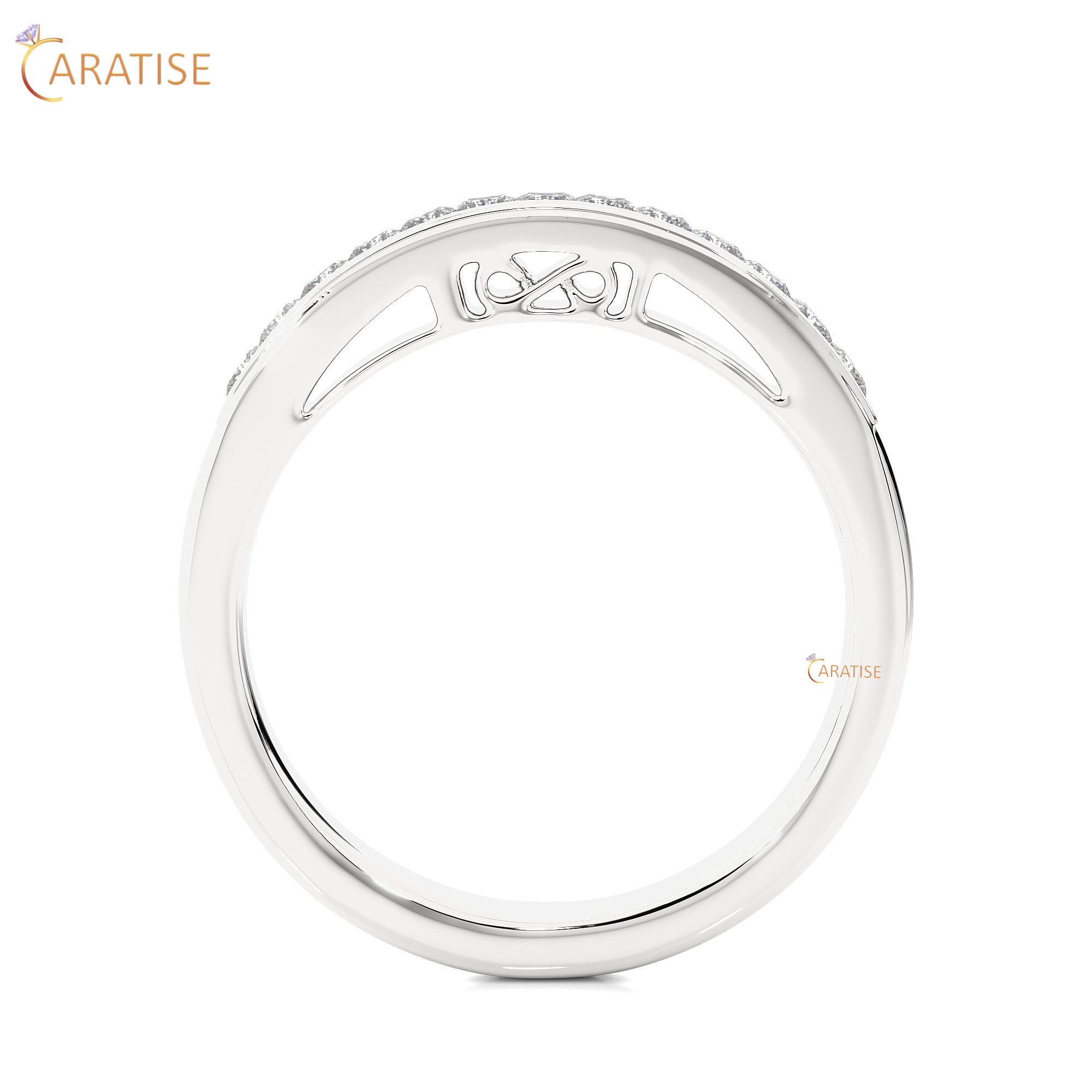 0.32 TDW Princess Cut Moissanite Diamond Band Ringn 925 Silver