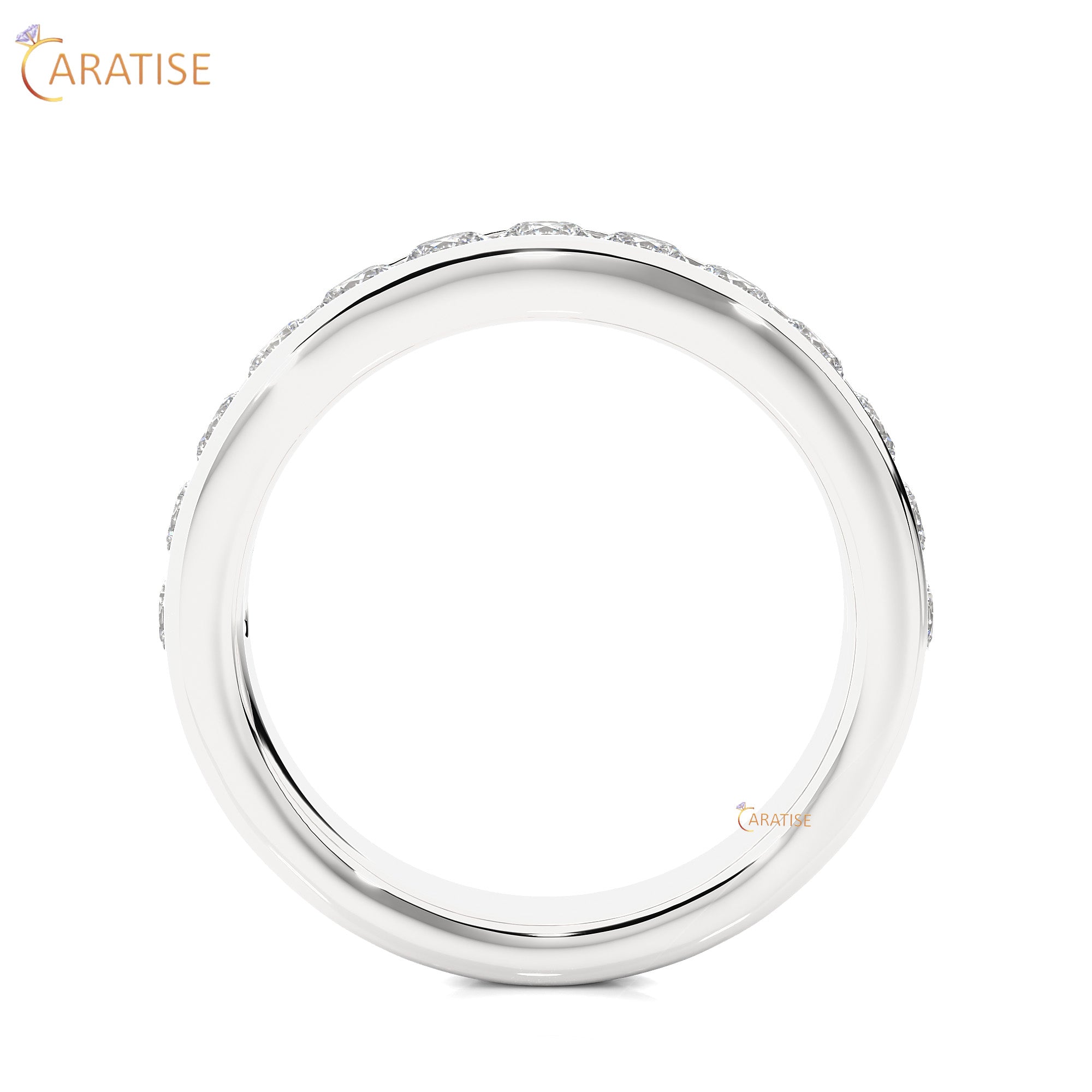 0.96 TDW Round Cut Moissanite Diamond Band Ring 925 Silver