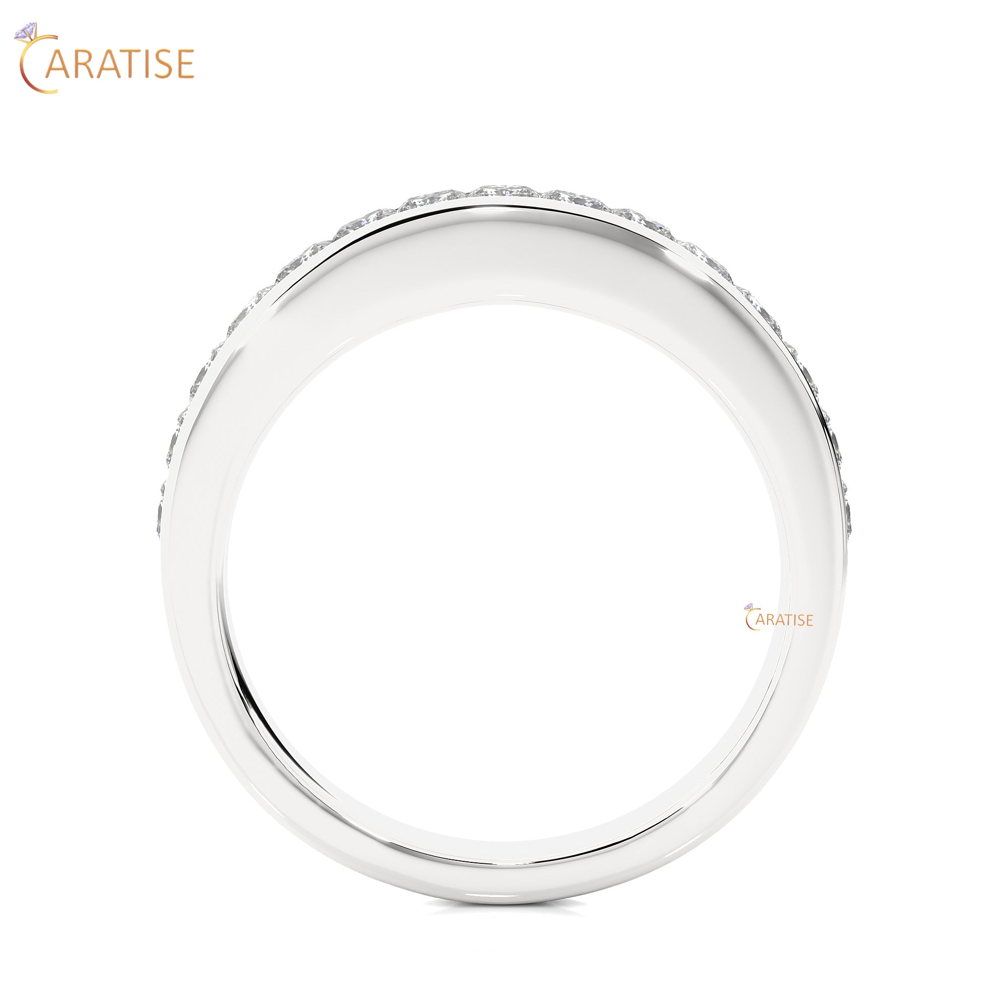 0.98 TDW Princess Cut Moissanite Diamond Band Ring 925 Silver