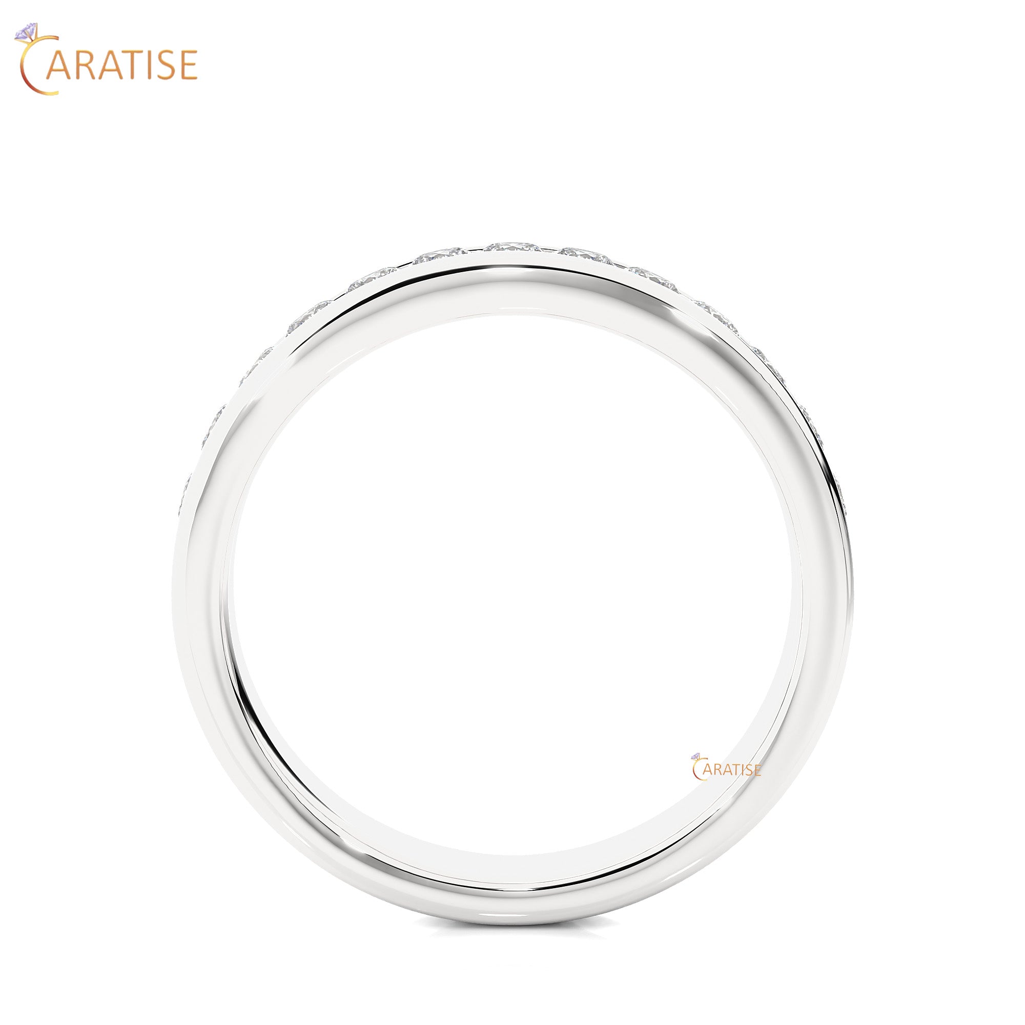 0.52 TDW Round Cut Moissanite Diamond Band Ring 925 Silver