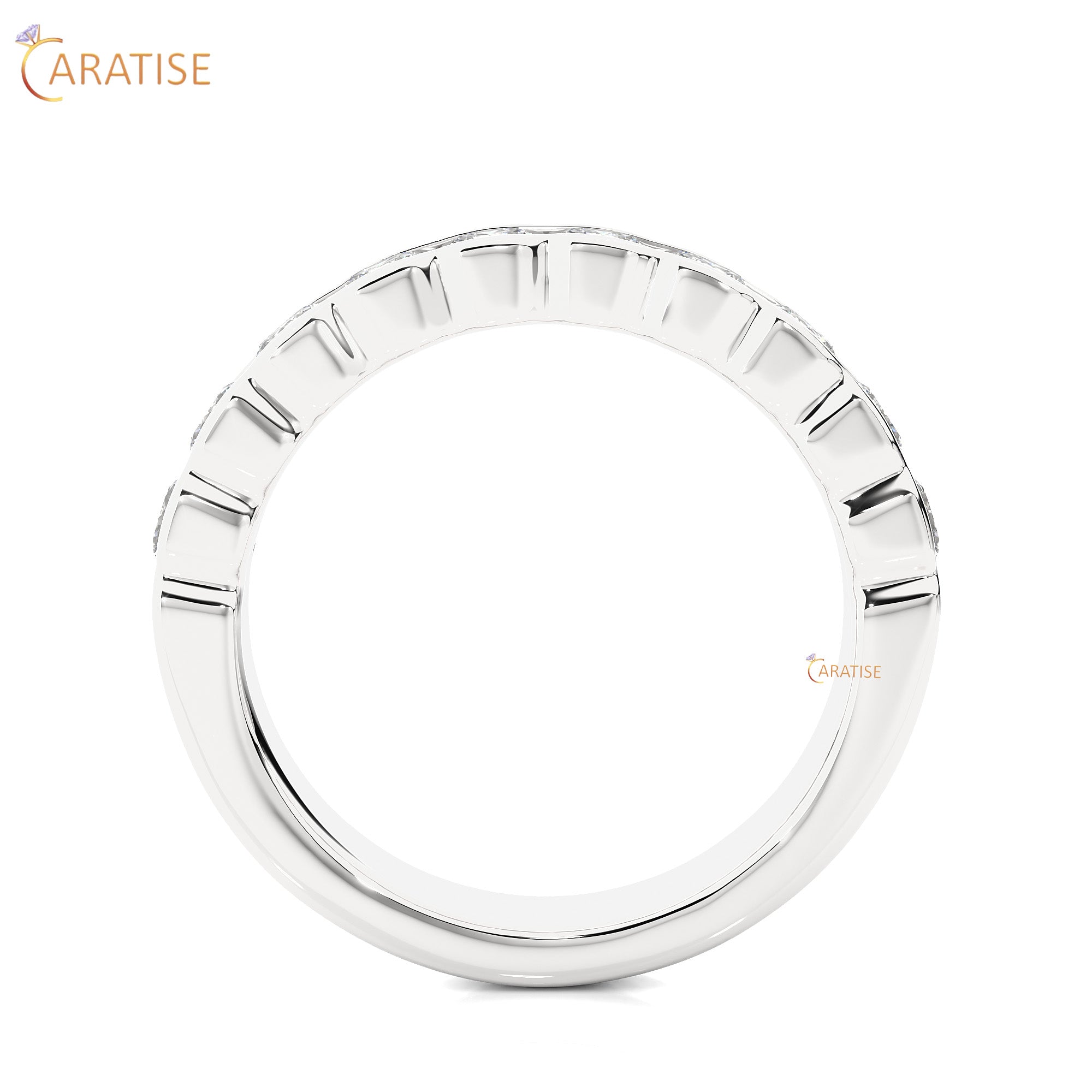 1.01 TDW Round Cut Moissanite Diamond Band Ring 925 Silver