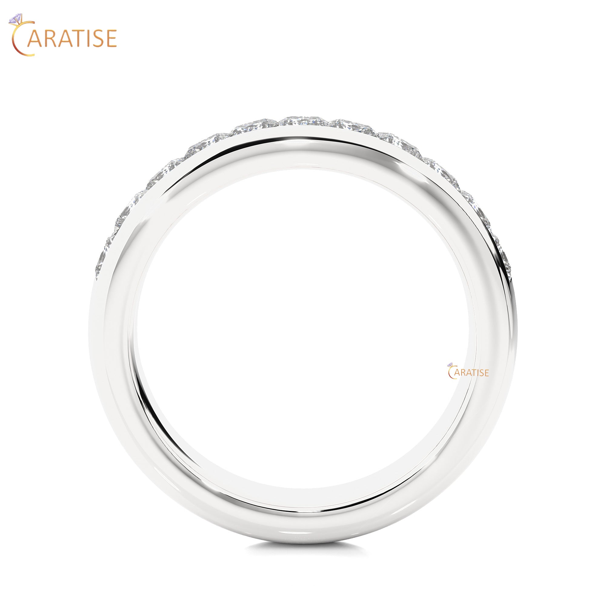 1.07 TDW Princess Cut Moissanite Diamond Band Ring  925 Silver