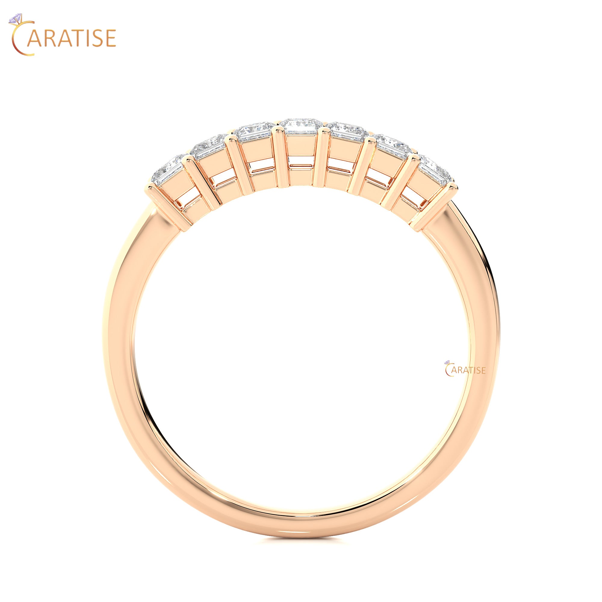 0.50 TDW Princess Cut Moissanite Diamond Band Ring 925 Silver