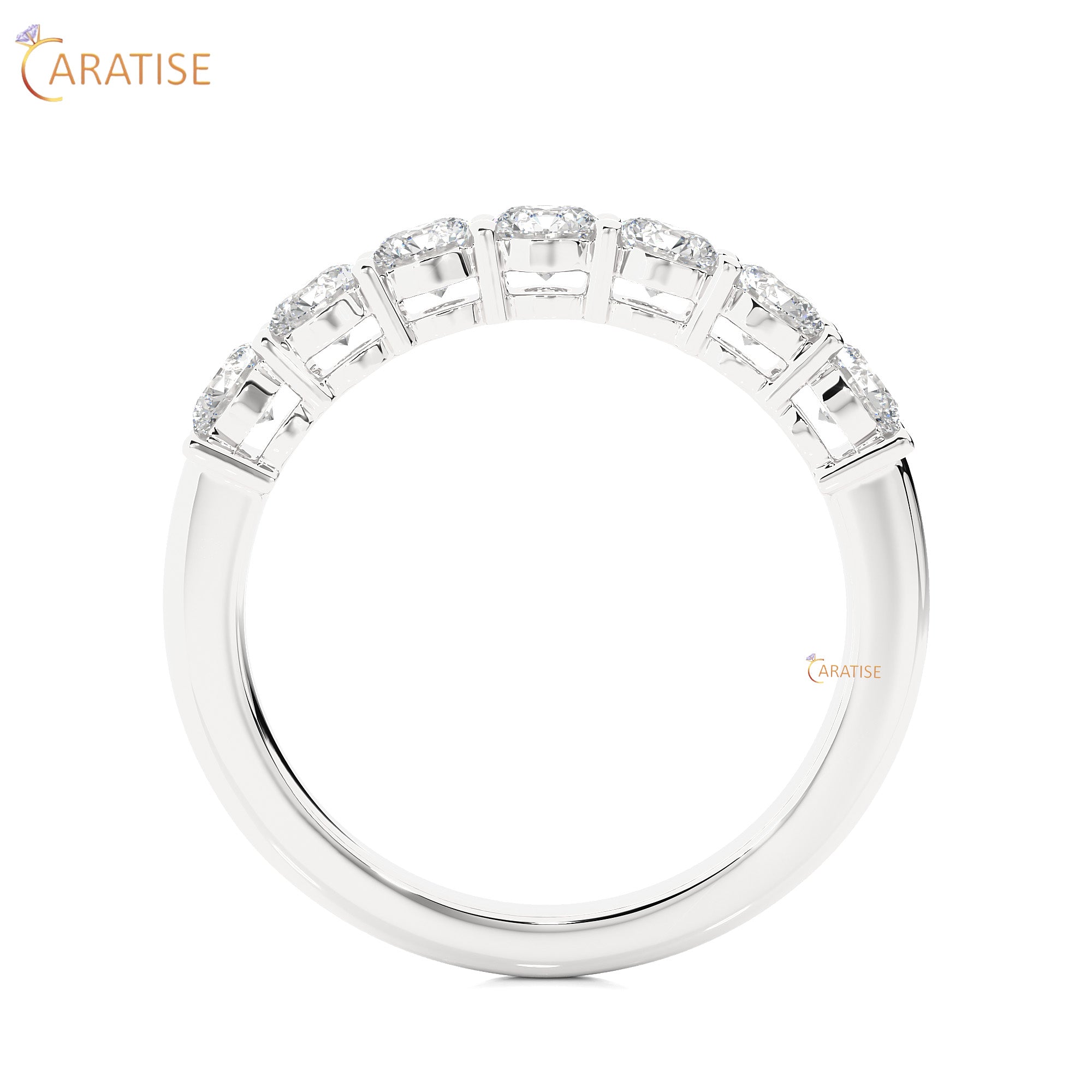 1.13 TDW Round Cut Moissanite Diamond Band Ring 925 Silver