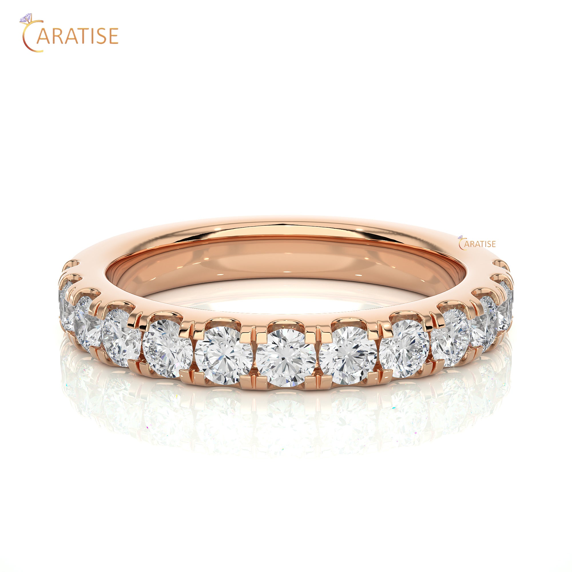 1.01 TDW Round Cut Moissanite Diamond Band Ring 925 Silver