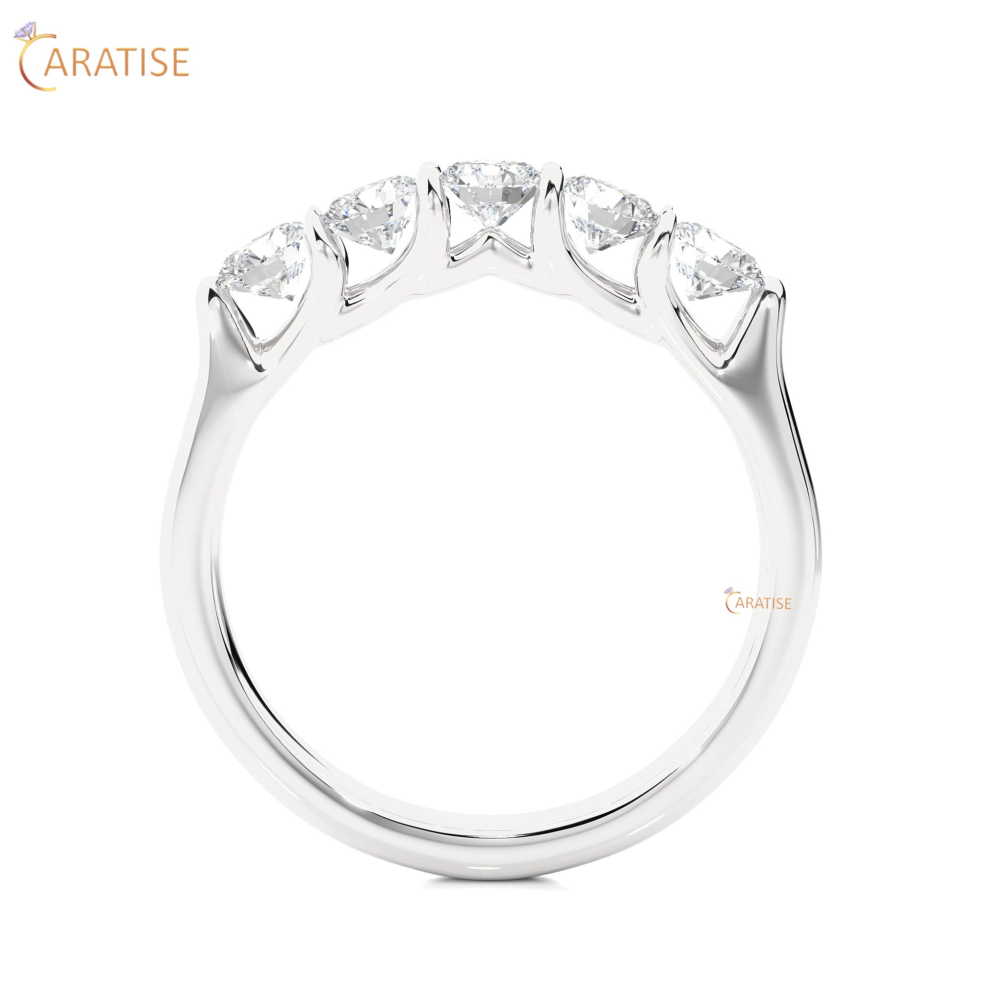 1.03 TDW Round Cut Moissanite Diamond Band Ring 925 Silver