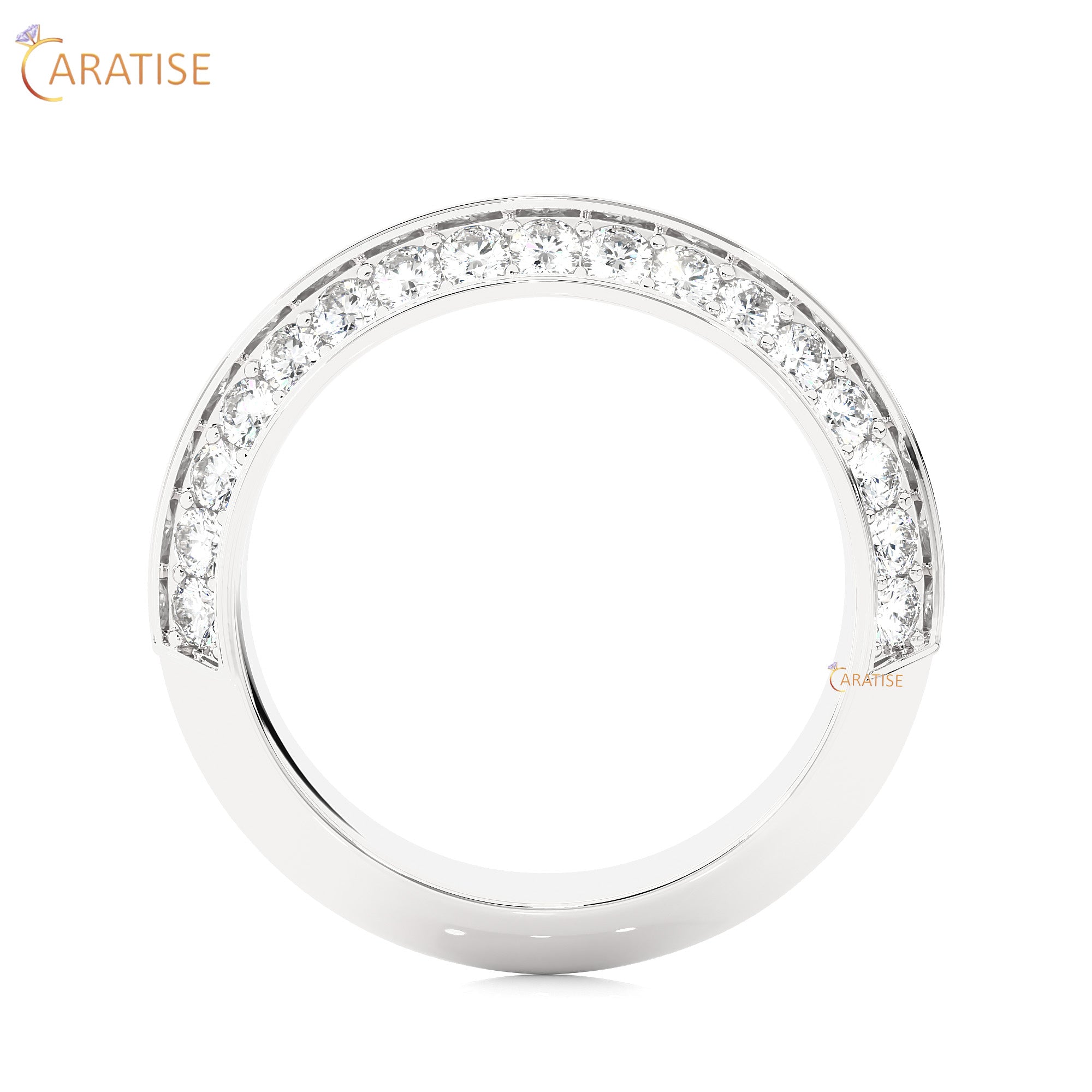 1.02 TDW Round Cut Moissanite Diamond Band Ring 925 Silver