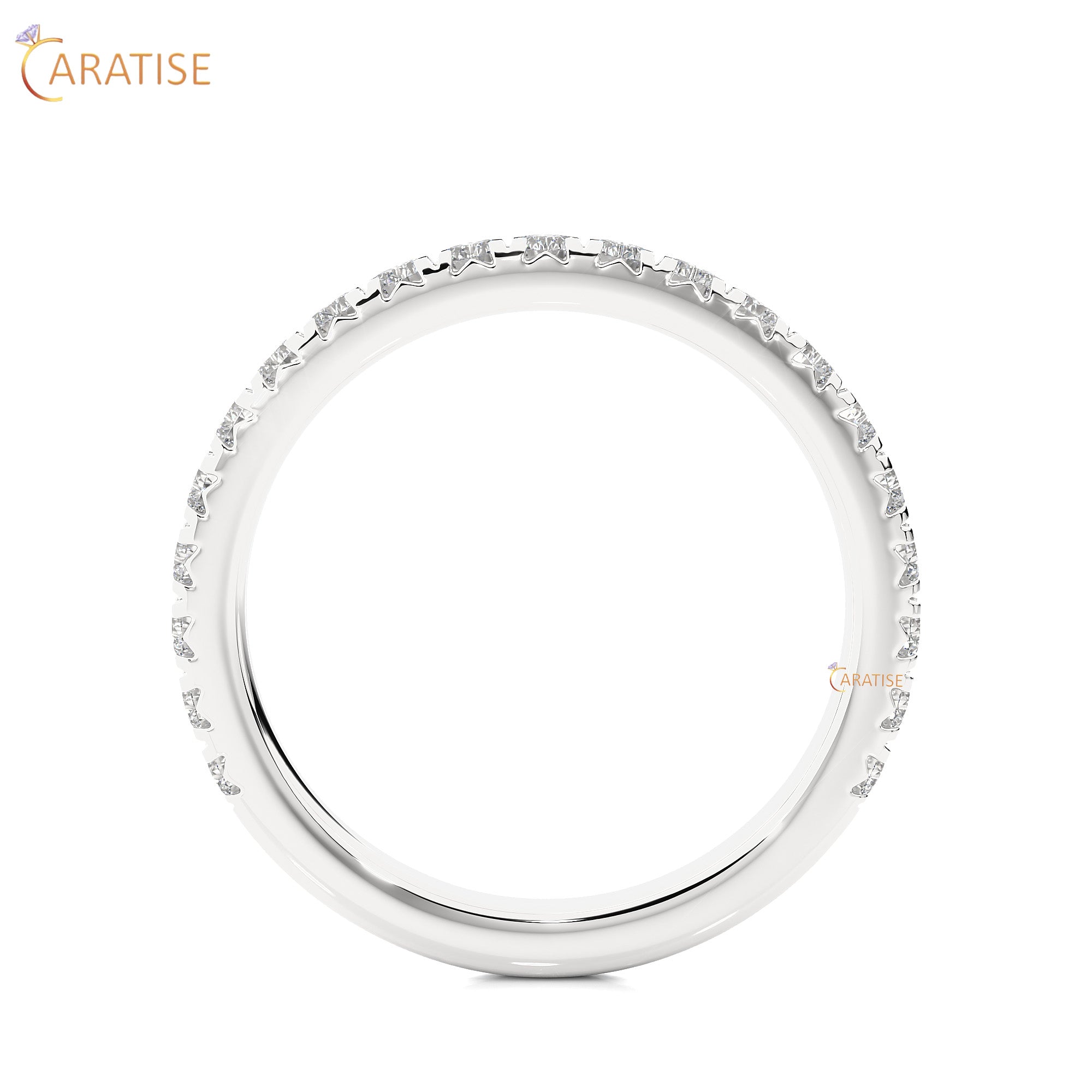 0.73 TDW Round Cut Moissanite Diamond Band Ring 925 Silver