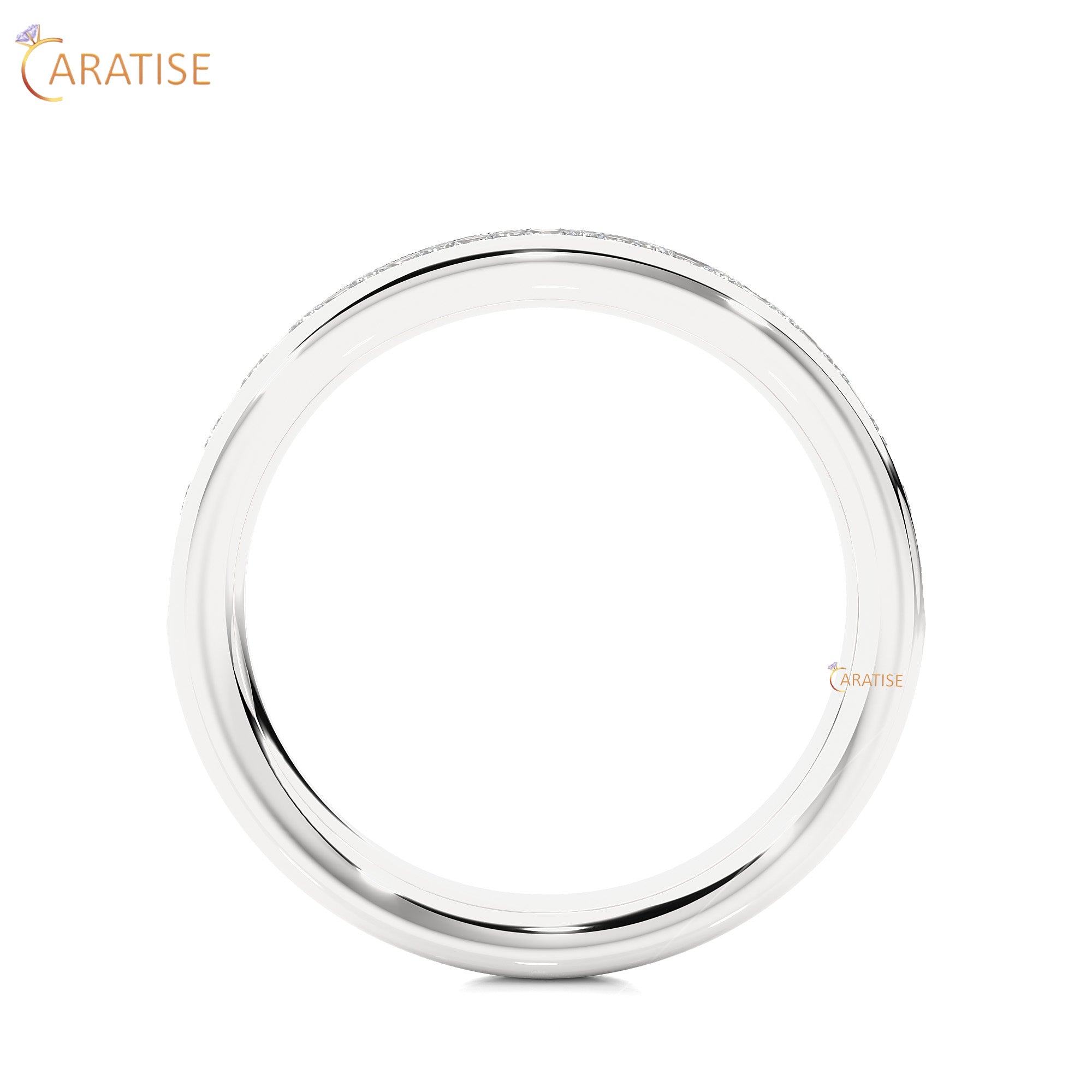 0.35 TDW Round Cut Moissanite Diamond Band Ring 925 Silver