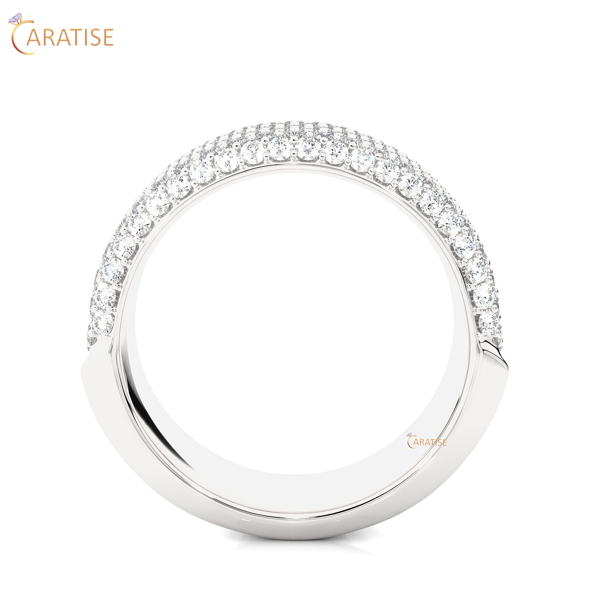 1.93 TDW Round Cut Moissanite Diamond Band Ring 925 Silver