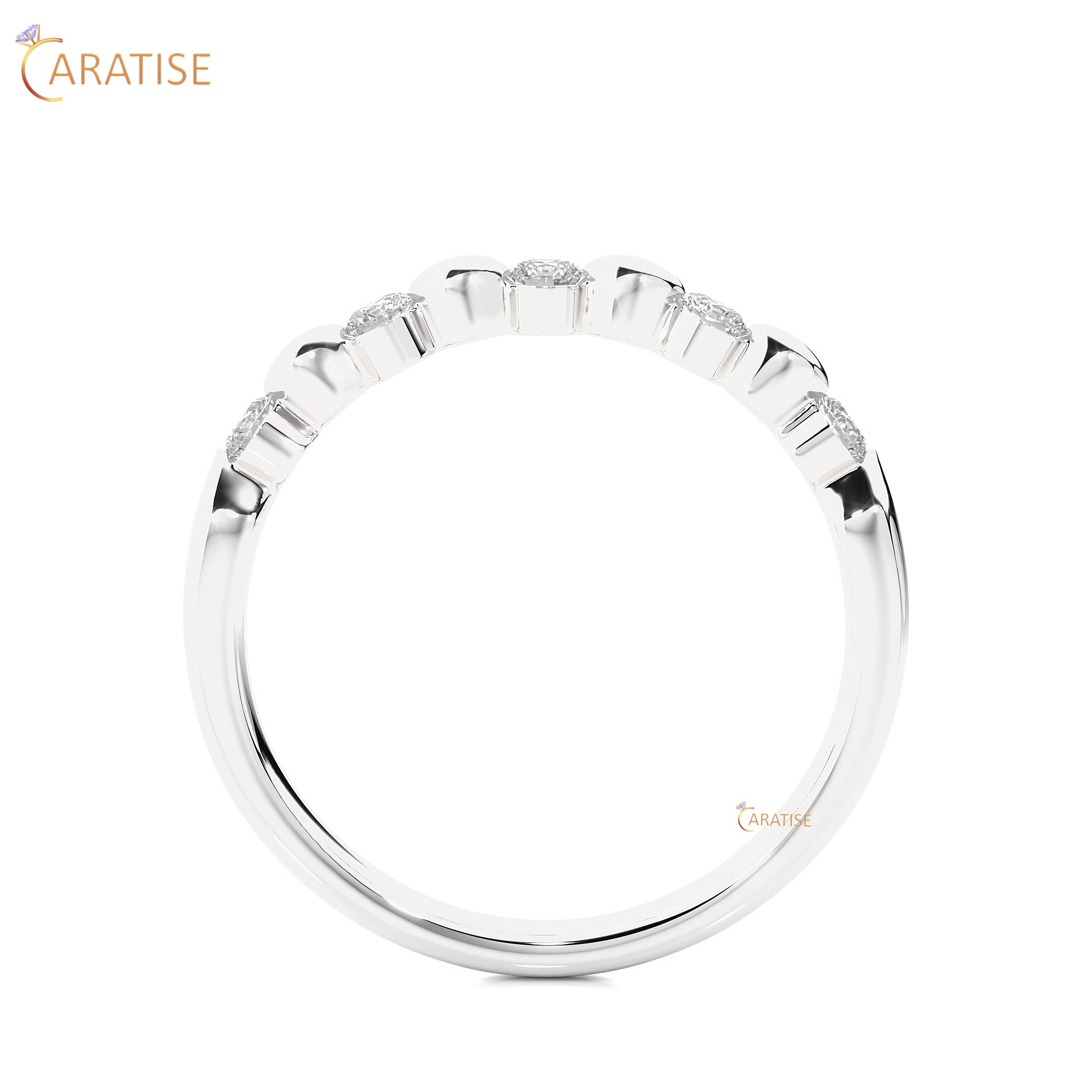 0.26 TDW Round Cut Moissanite Diamond Band Ring 925 Silver