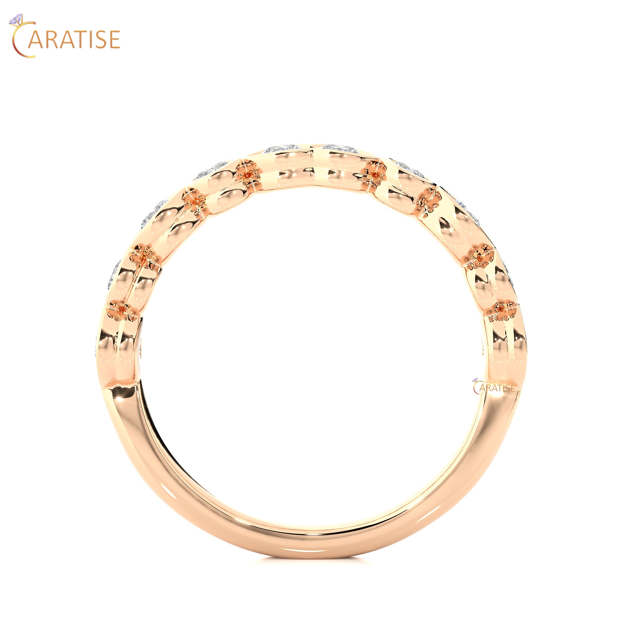 0.67 TDW Round Cut Moissanite Diamond Band Ring 925 Silver