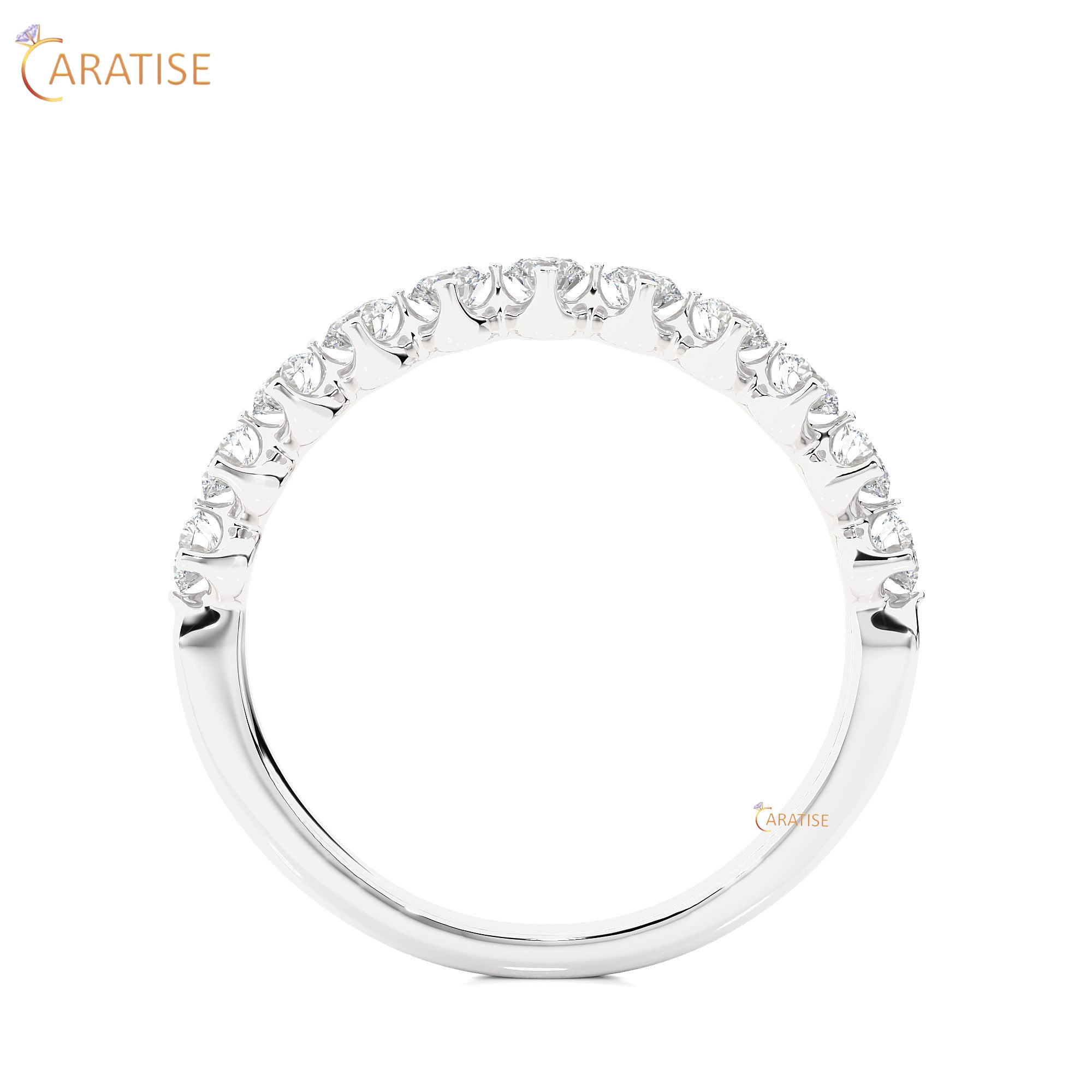0.57 TDW Round Cut Moissanite Diamond Band Ring 925 Silver