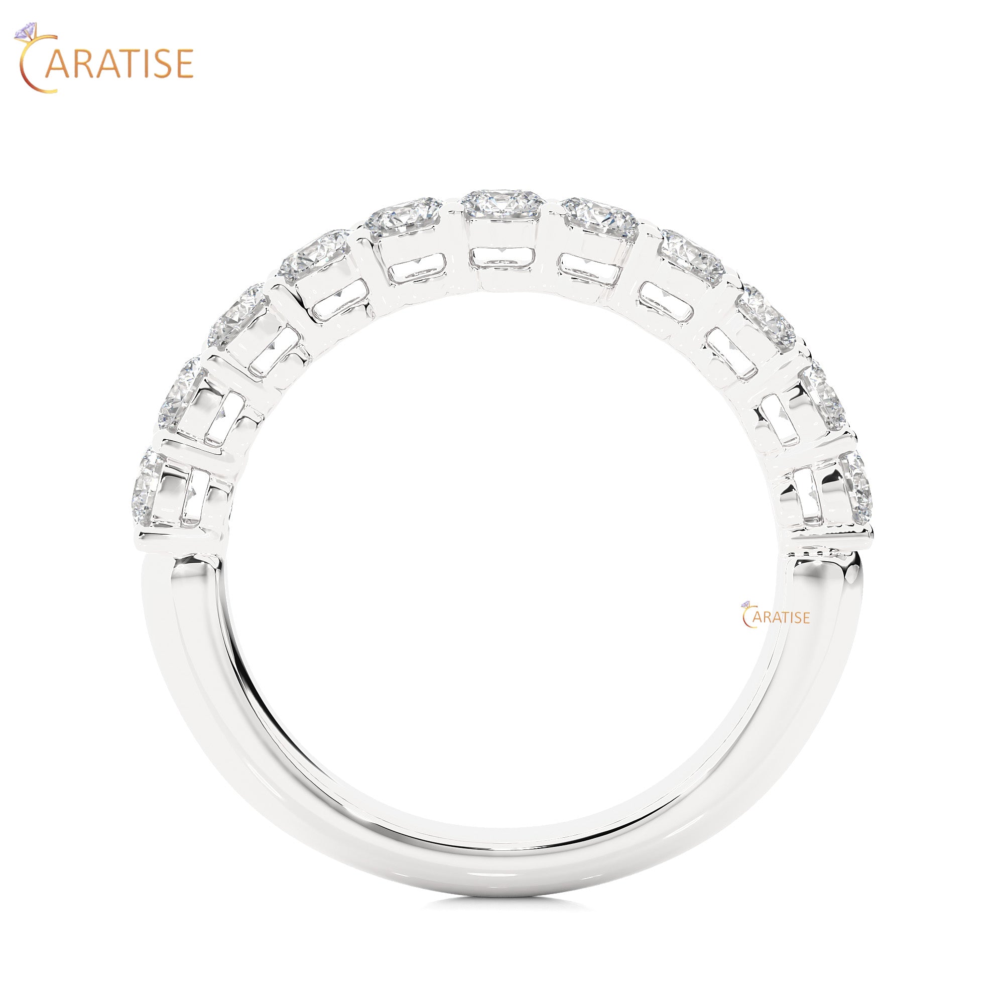 1.10 TDW Round Cut Moissanite Diamond Band Ring 925 Silver