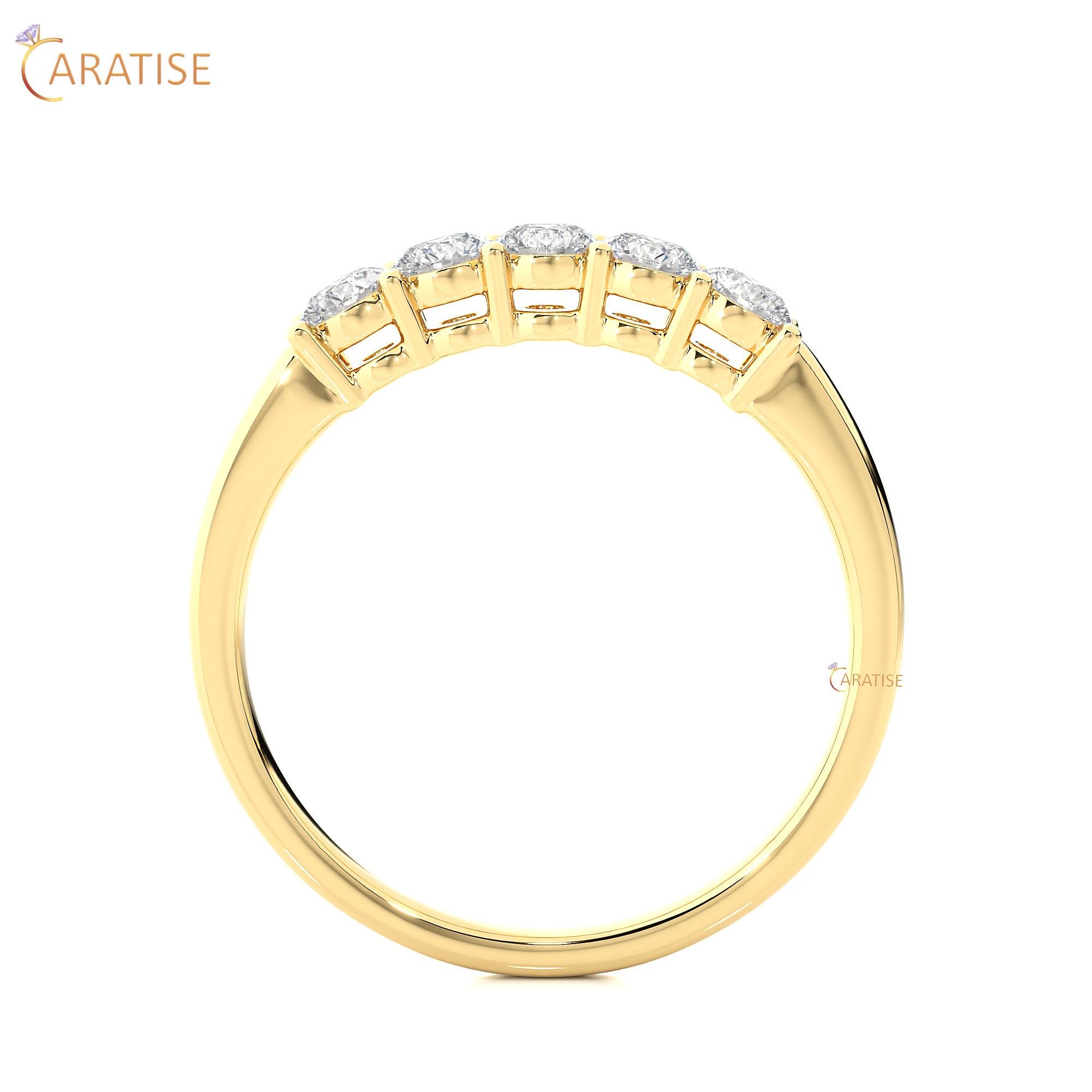 0.51 TDW Round Cut Moissanite Diamond Band Ring 925 Silver