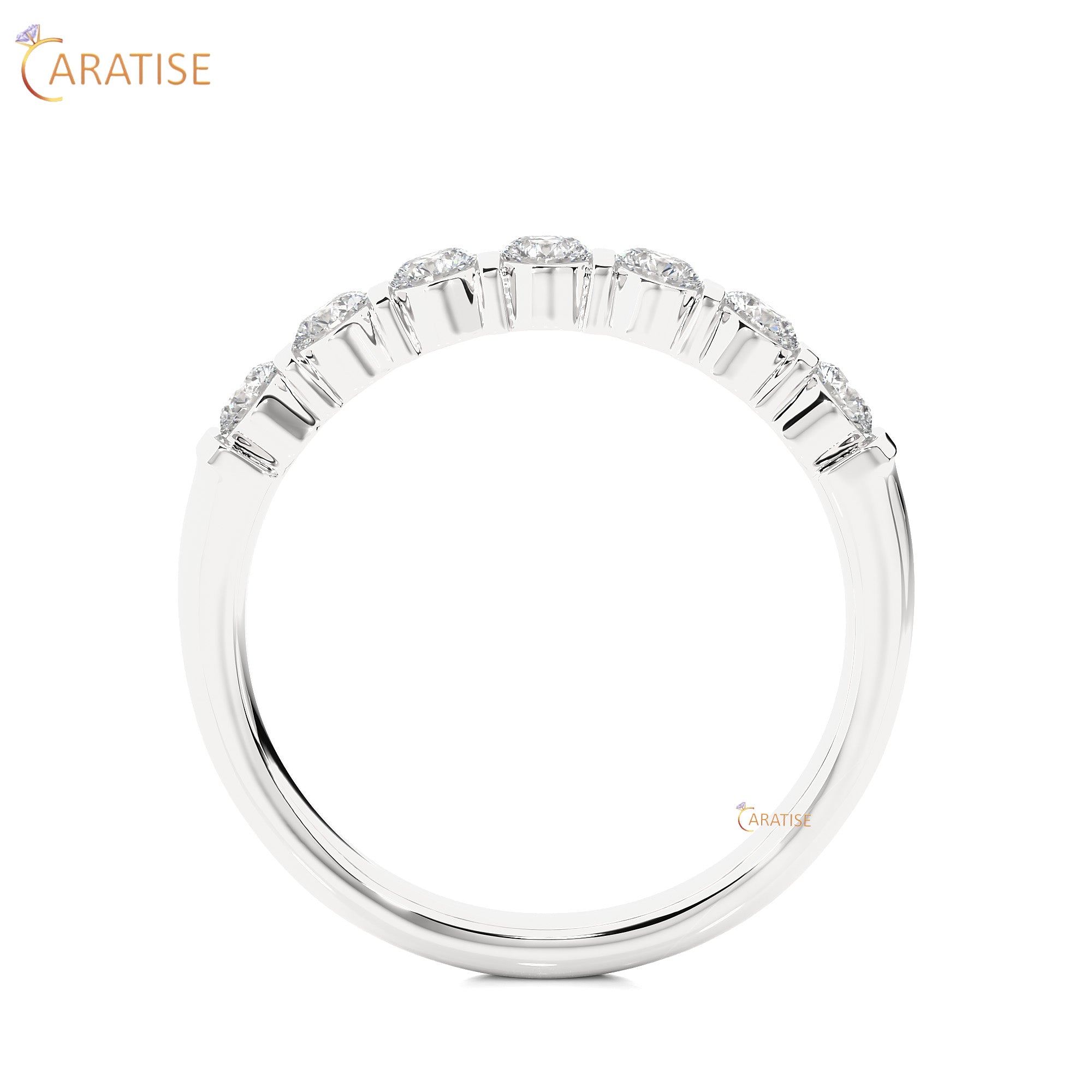 0.52 TDW Round Cut Moissanite Diamond Band Ring 925 Silver