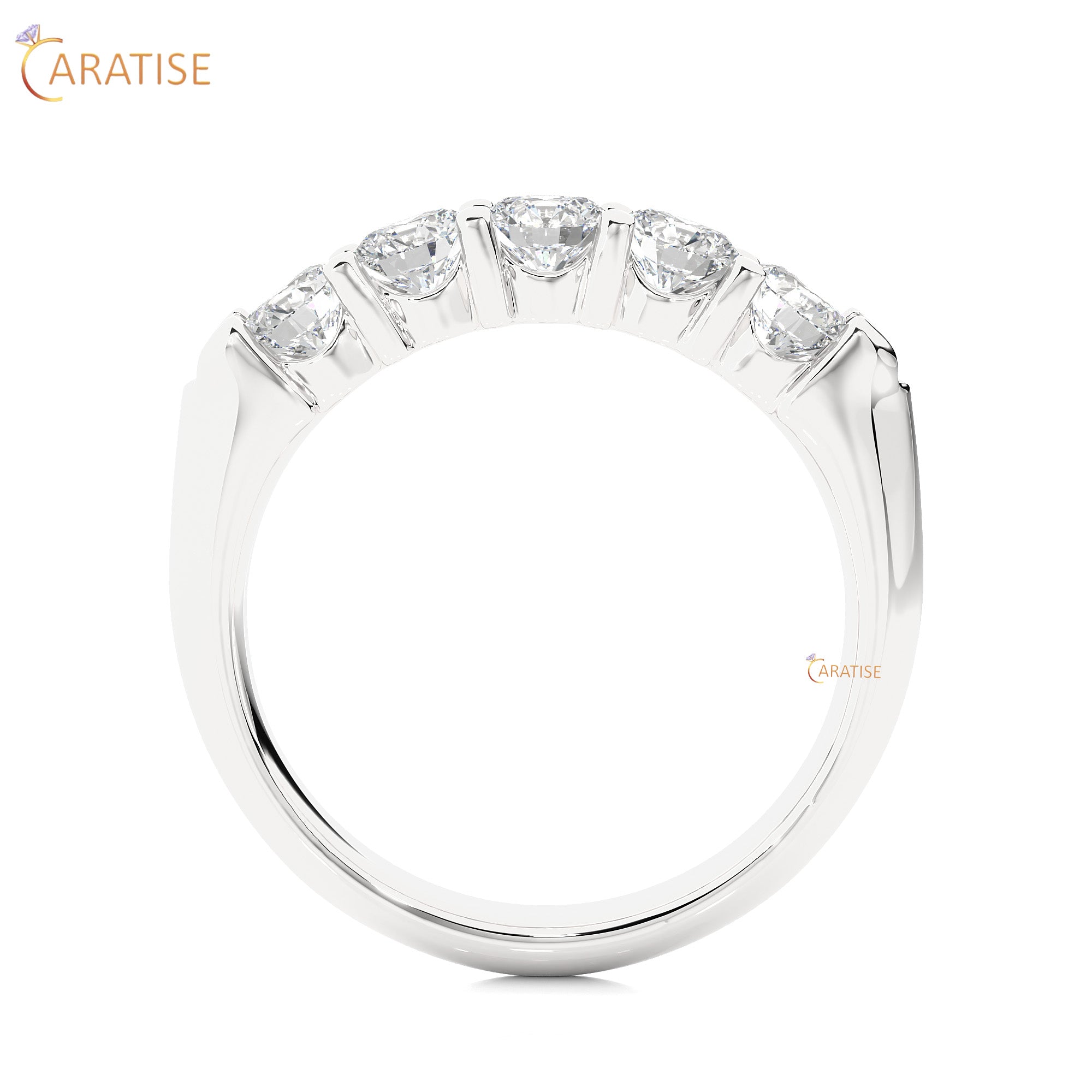 1.11 TDW Round Cut Moissanite Diamond Band Ring 925 Silver