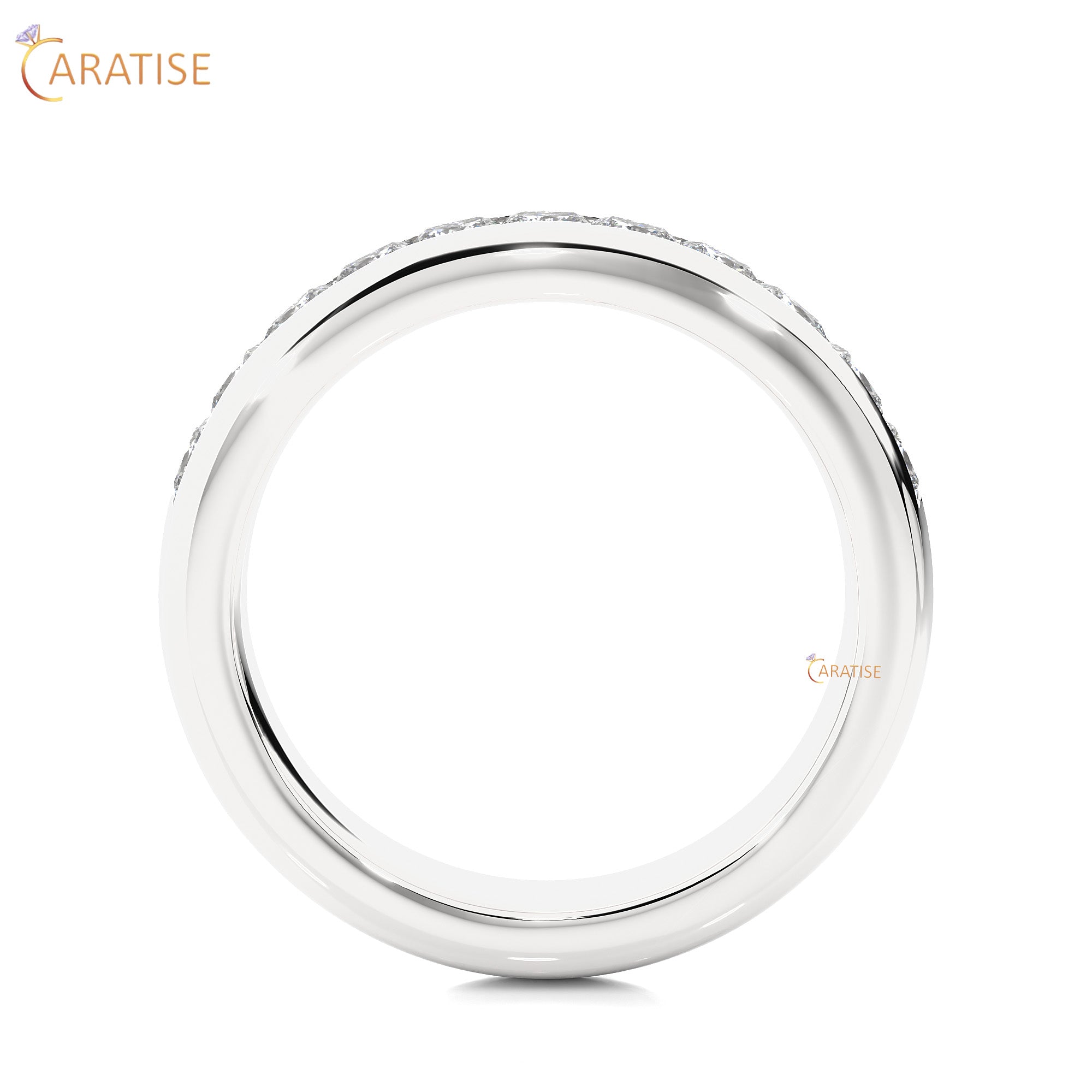 0.55 TDW Princess Cut Moissanite Diamond Band Ring 925 Silver