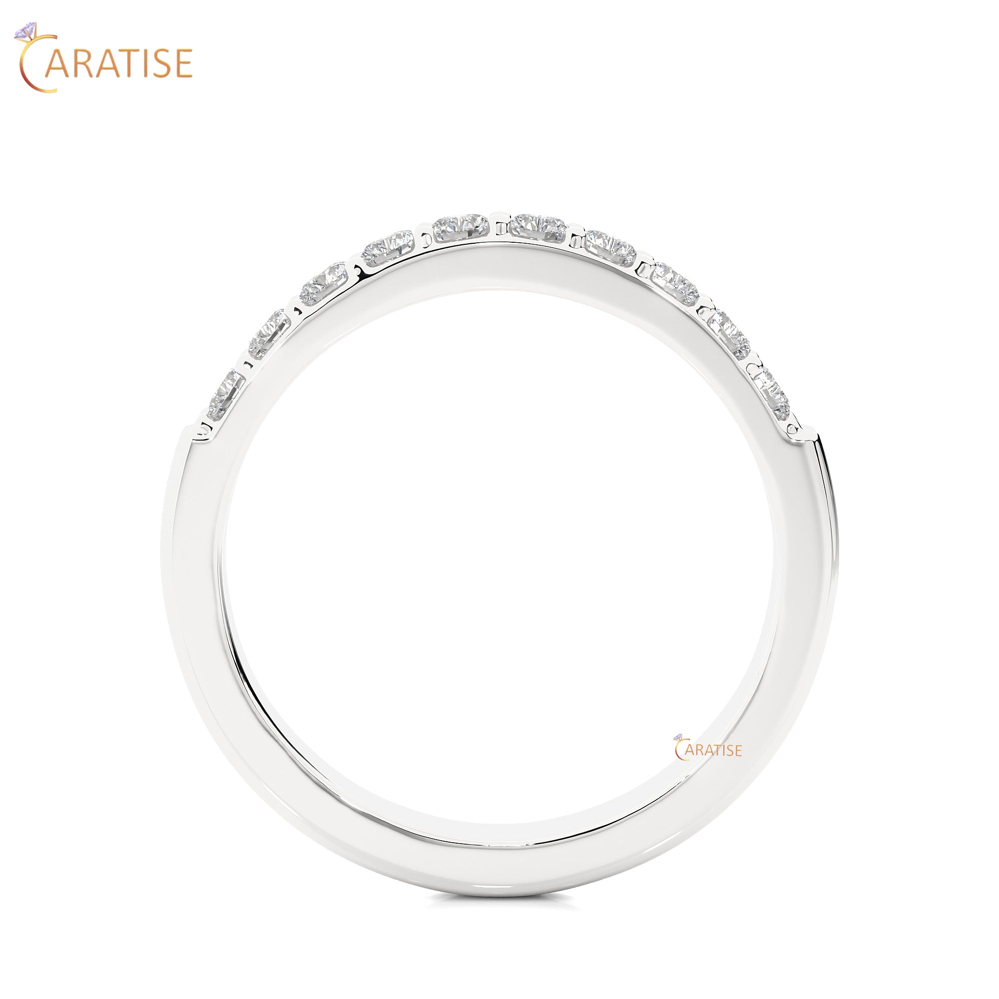 0.40 TDW Round Cut Moissanite Diamond Band Ring 925 Silver