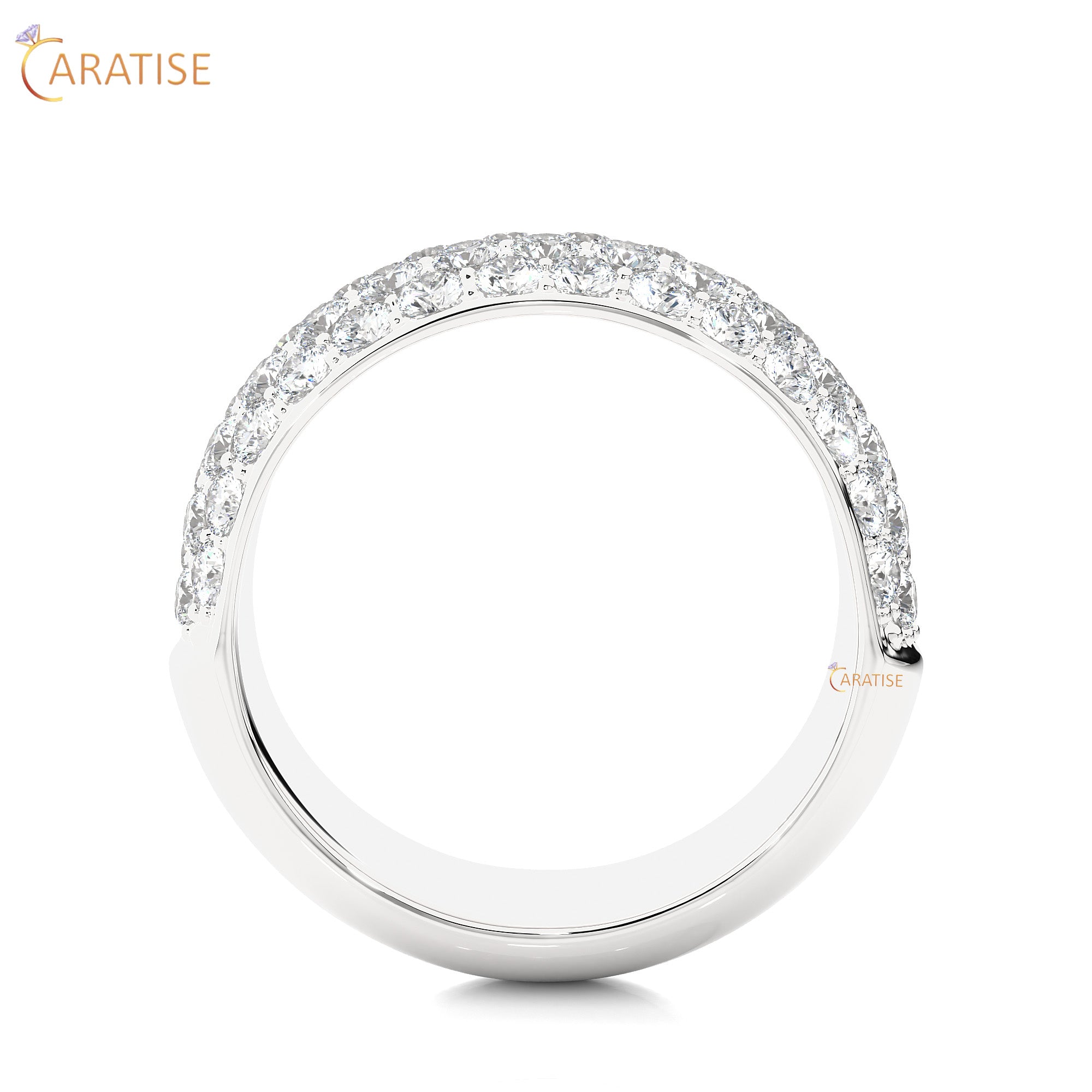 1.87 TDW Round Cut Moissanite Diamond Band Ring 925 Silver