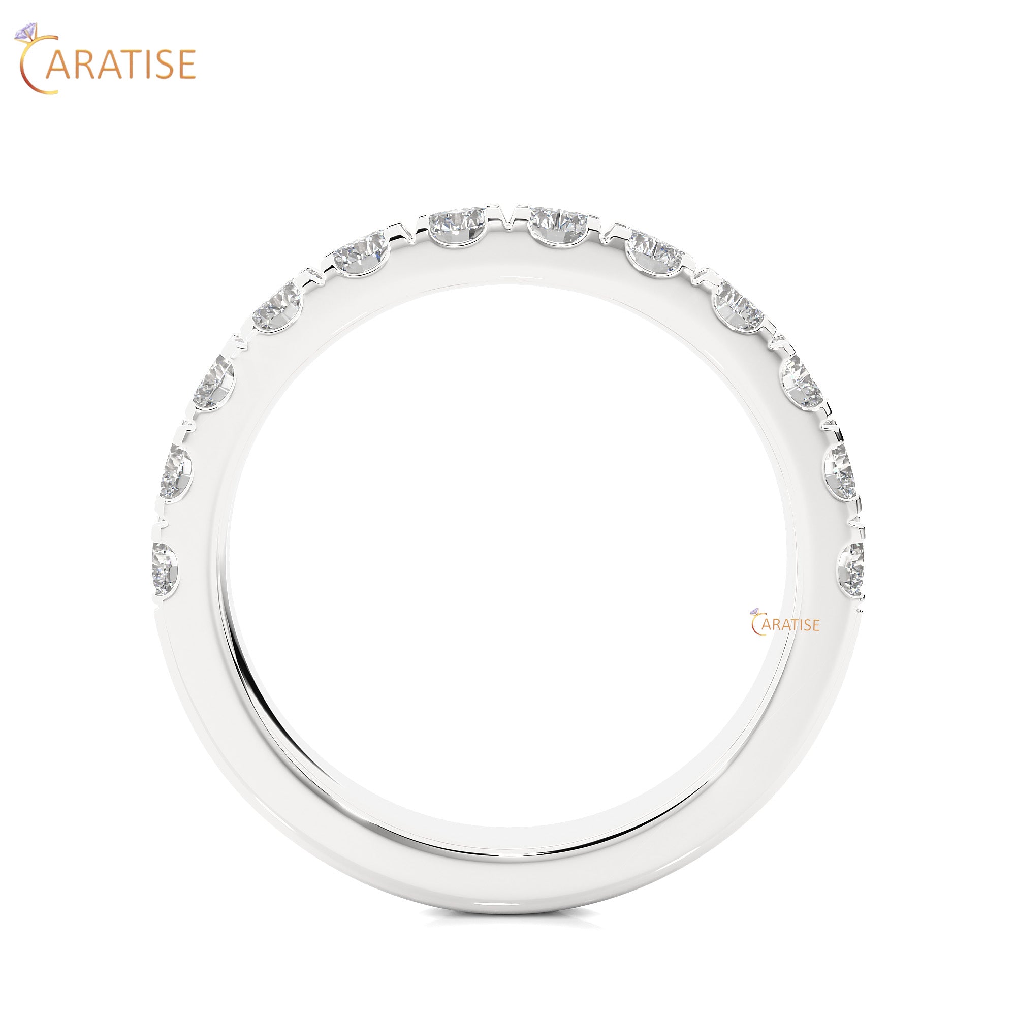 0.99 TDW Round Cut Moissanite Diamond Band Ring 925 Silver