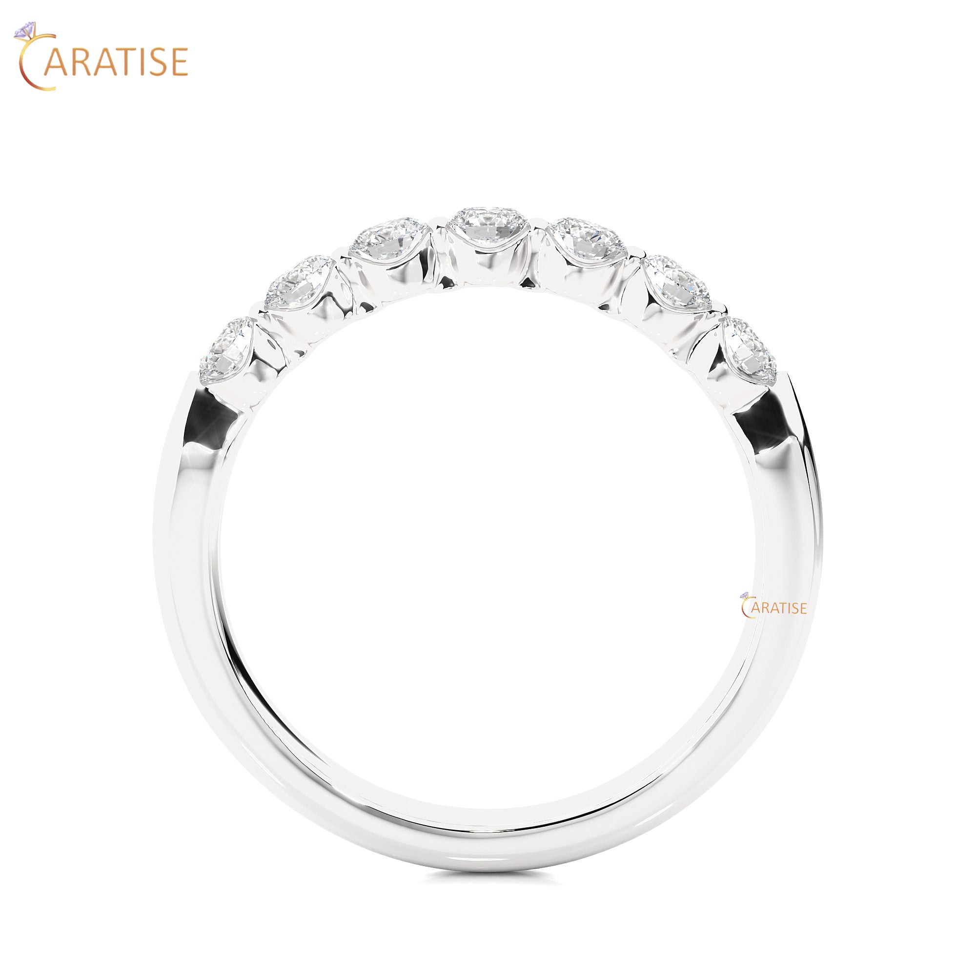 0.52 TDW Round Cut Moissanite Diamond Band Ring 925 Silver