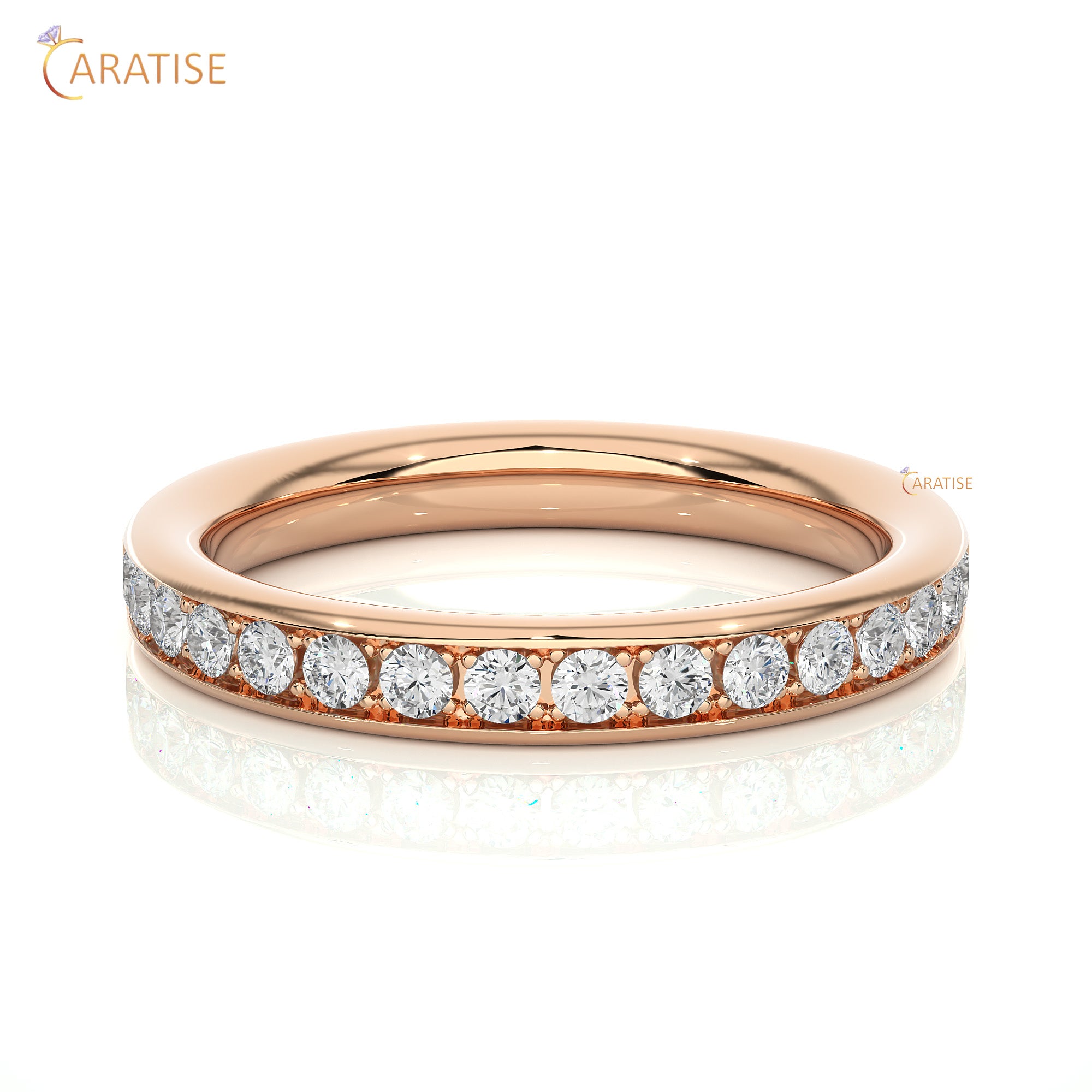 0.35 TDW Round Cut Moissanite Diamond Band Ring 925 Silver