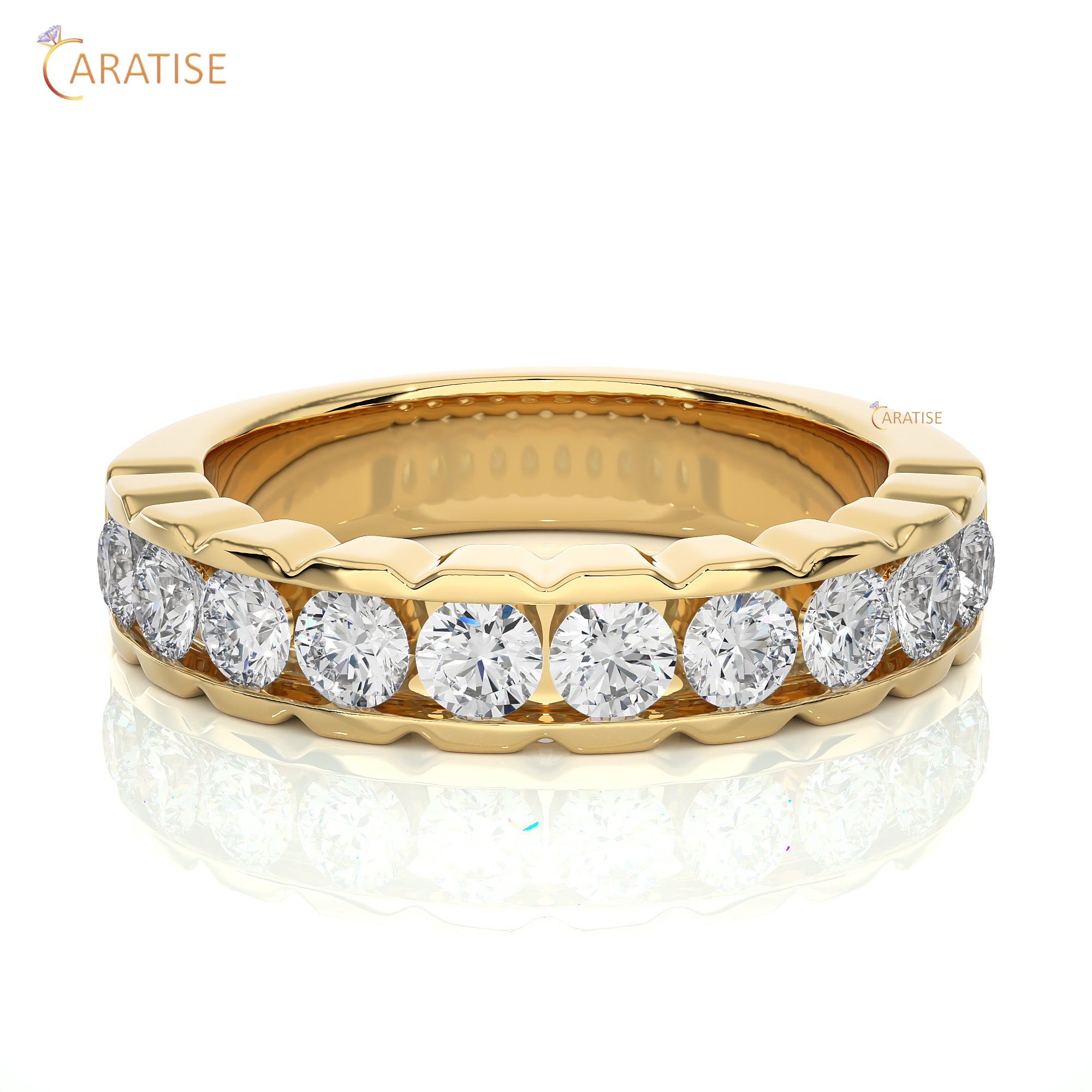 1.01 TDW Round Cut Moissanite Diamond Band Ring 925 Silver