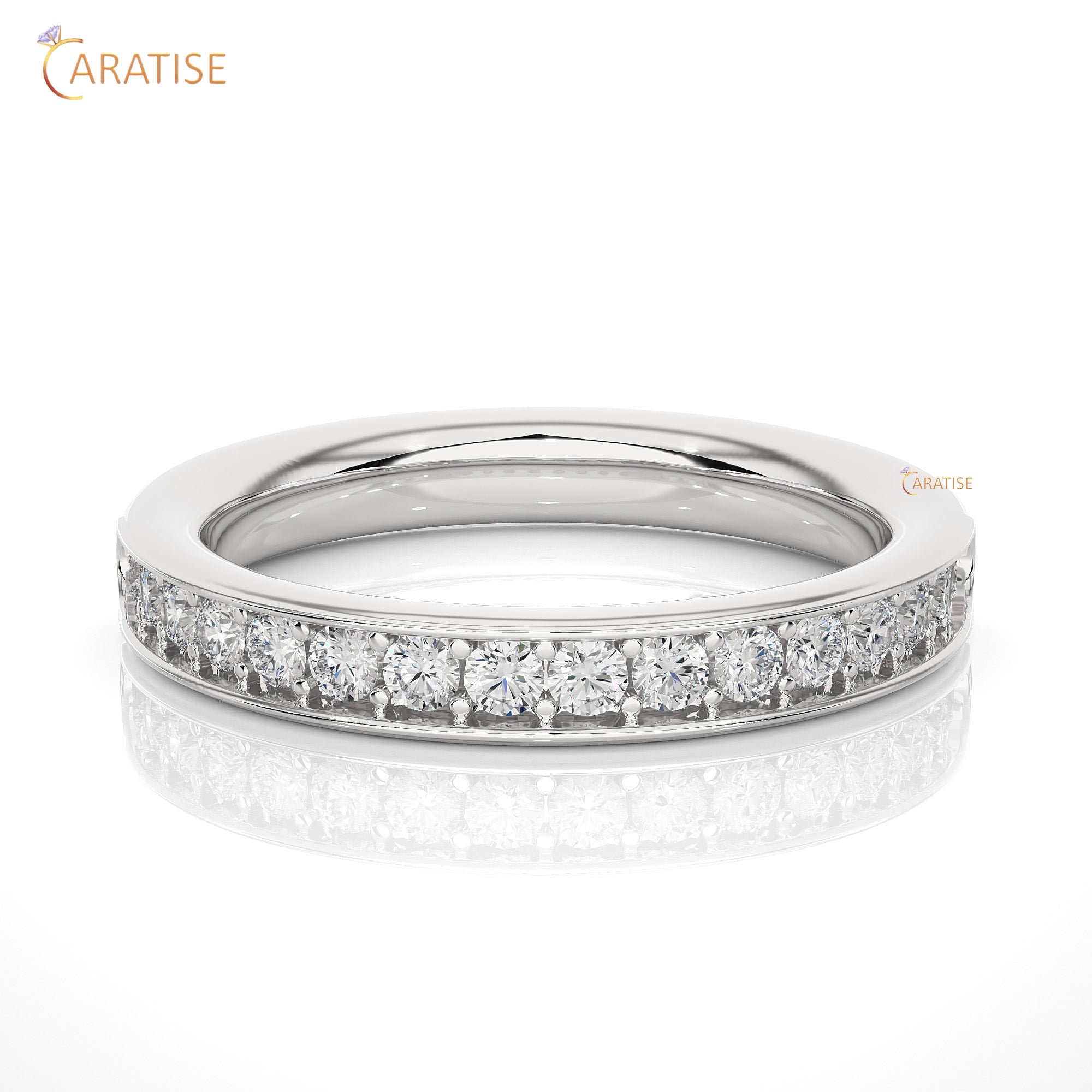 0.41 TDW Round Cut Moissanite Diamond Band Ring 925 Silver