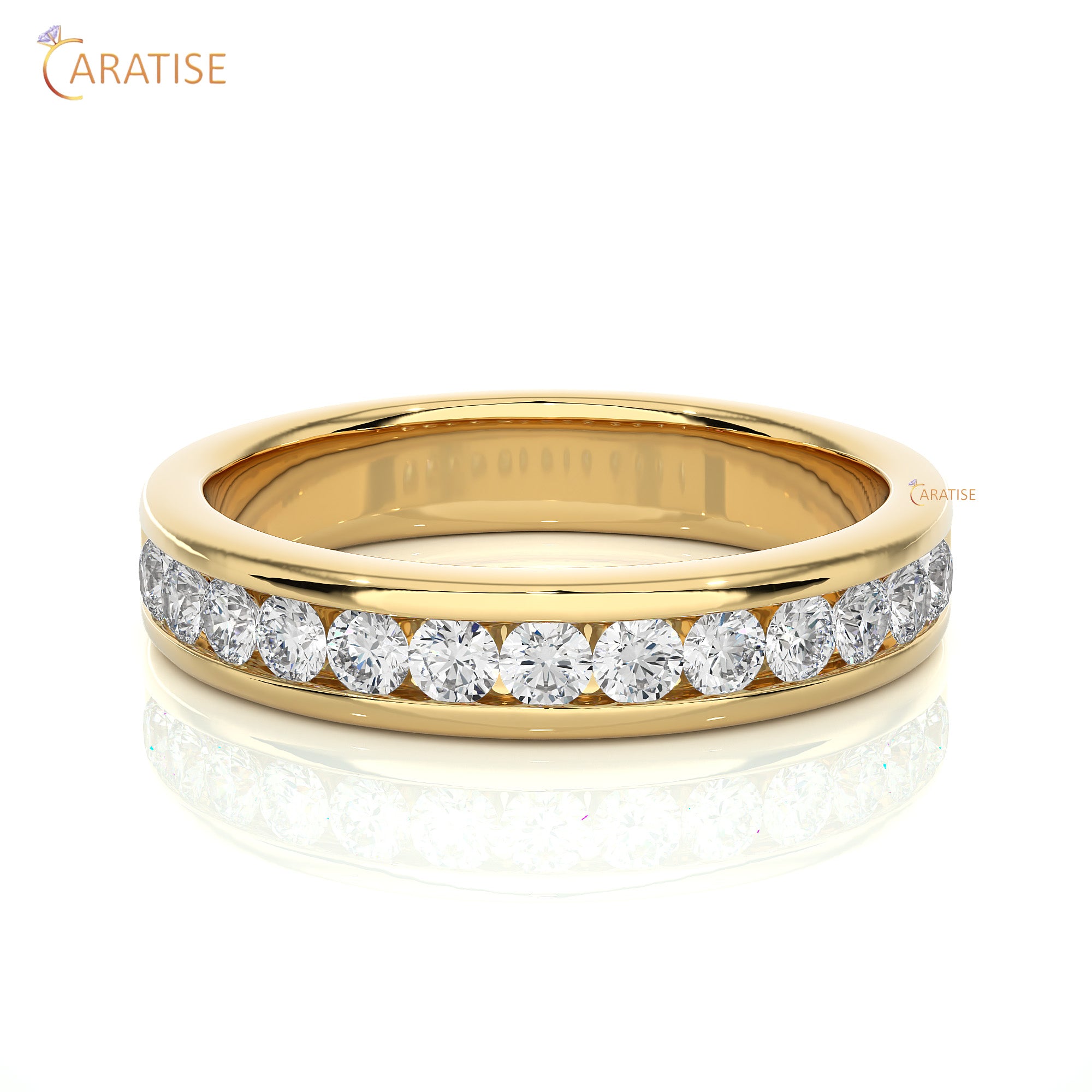 0.52 TDW Round Cut Moissanite Diamond Band Ring 925 Silver